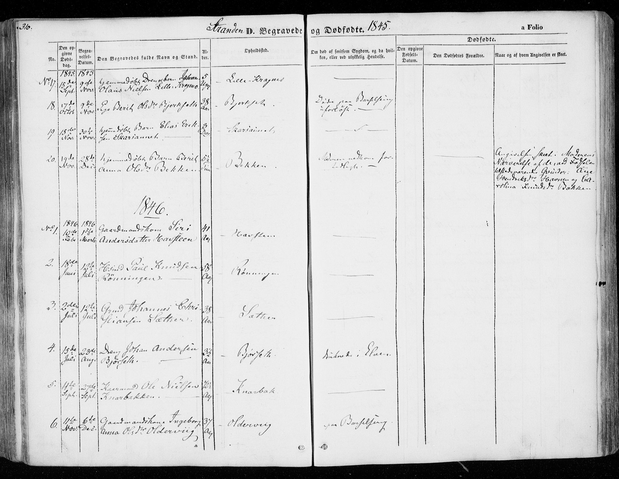 Ministerialprotokoller, klokkerbøker og fødselsregistre - Nord-Trøndelag, AV/SAT-A-1458/701/L0007: Ministerialbok nr. 701A07 /2, 1842-1854, s. 310