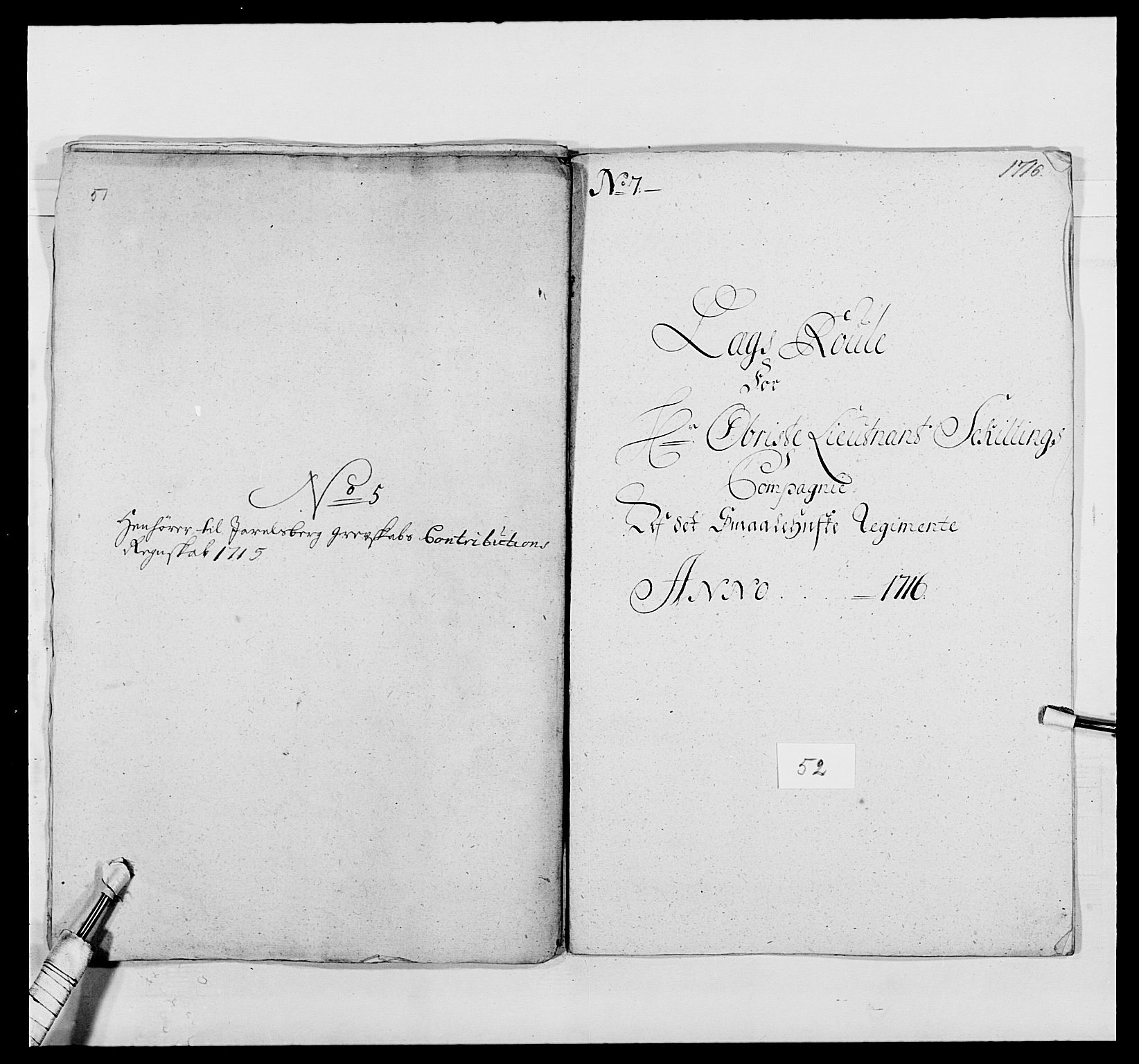 Kommanderende general (KG I) med Det norske krigsdirektorium, AV/RA-EA-5419/E/Ea/L0494: Smålenske regiment, 1697-1717, s. 433