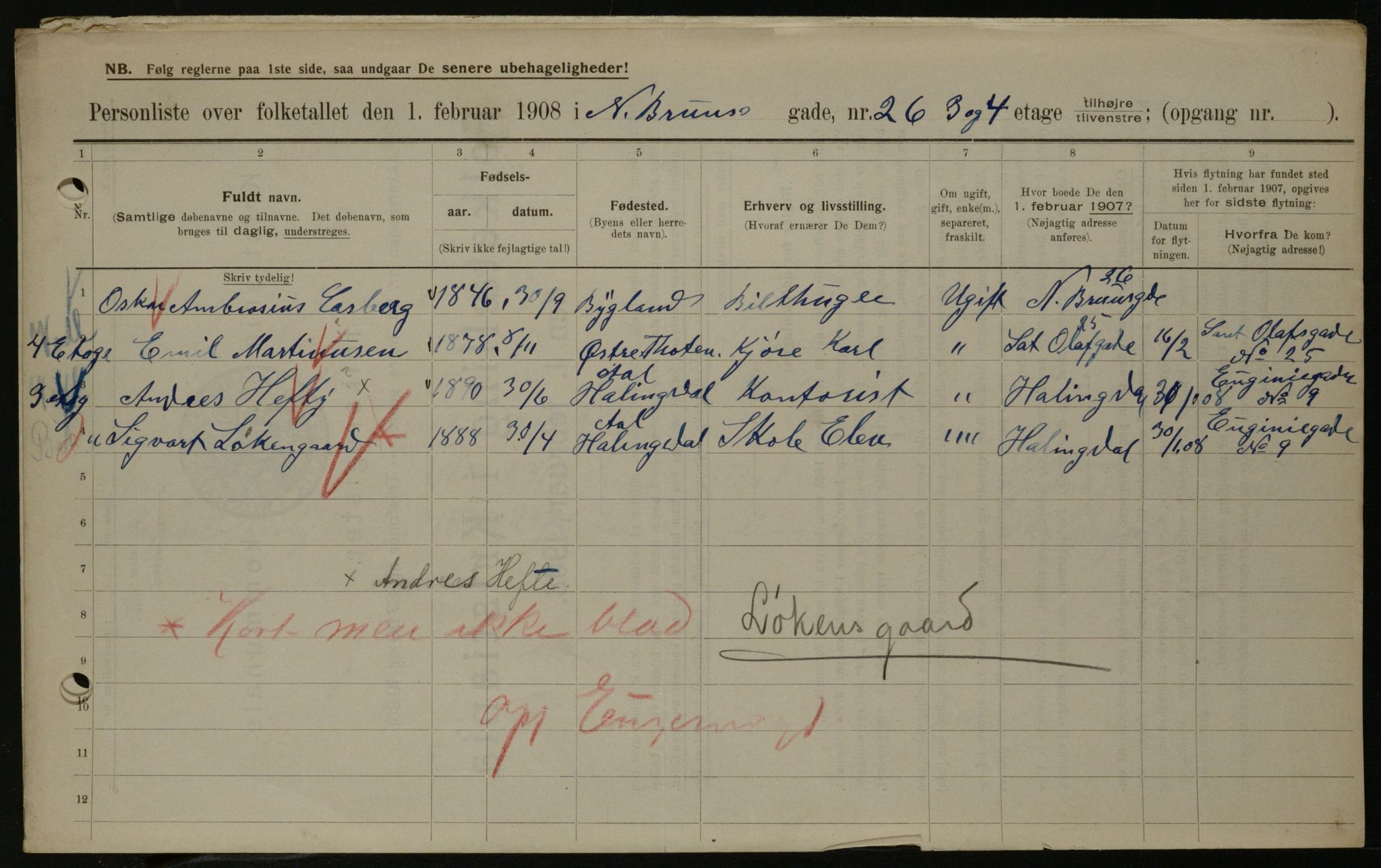 OBA, Kommunal folketelling 1.2.1908 for Kristiania kjøpstad, 1908, s. 65058