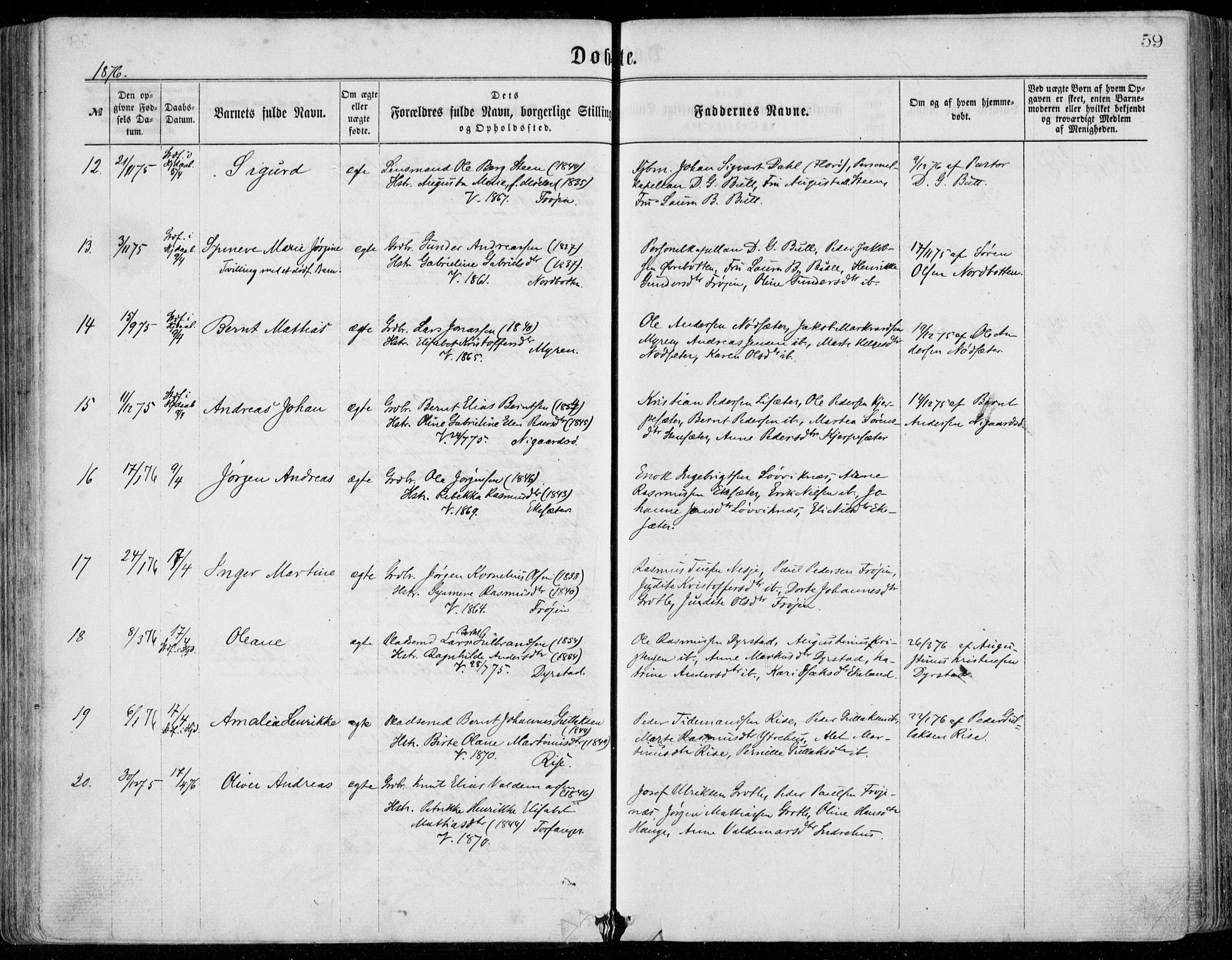 Bremanger sokneprestembete, AV/SAB-A-82201/H/Haa/Haaa/L0001: Ministerialbok nr. A  1, 1864-1883, s. 59