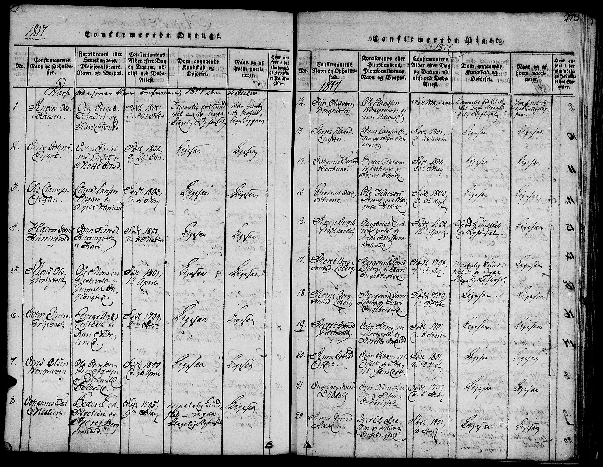 Ministerialprotokoller, klokkerbøker og fødselsregistre - Sør-Trøndelag, AV/SAT-A-1456/685/L0956: Ministerialbok nr. 685A03 /3, 1817-1829, s. 270