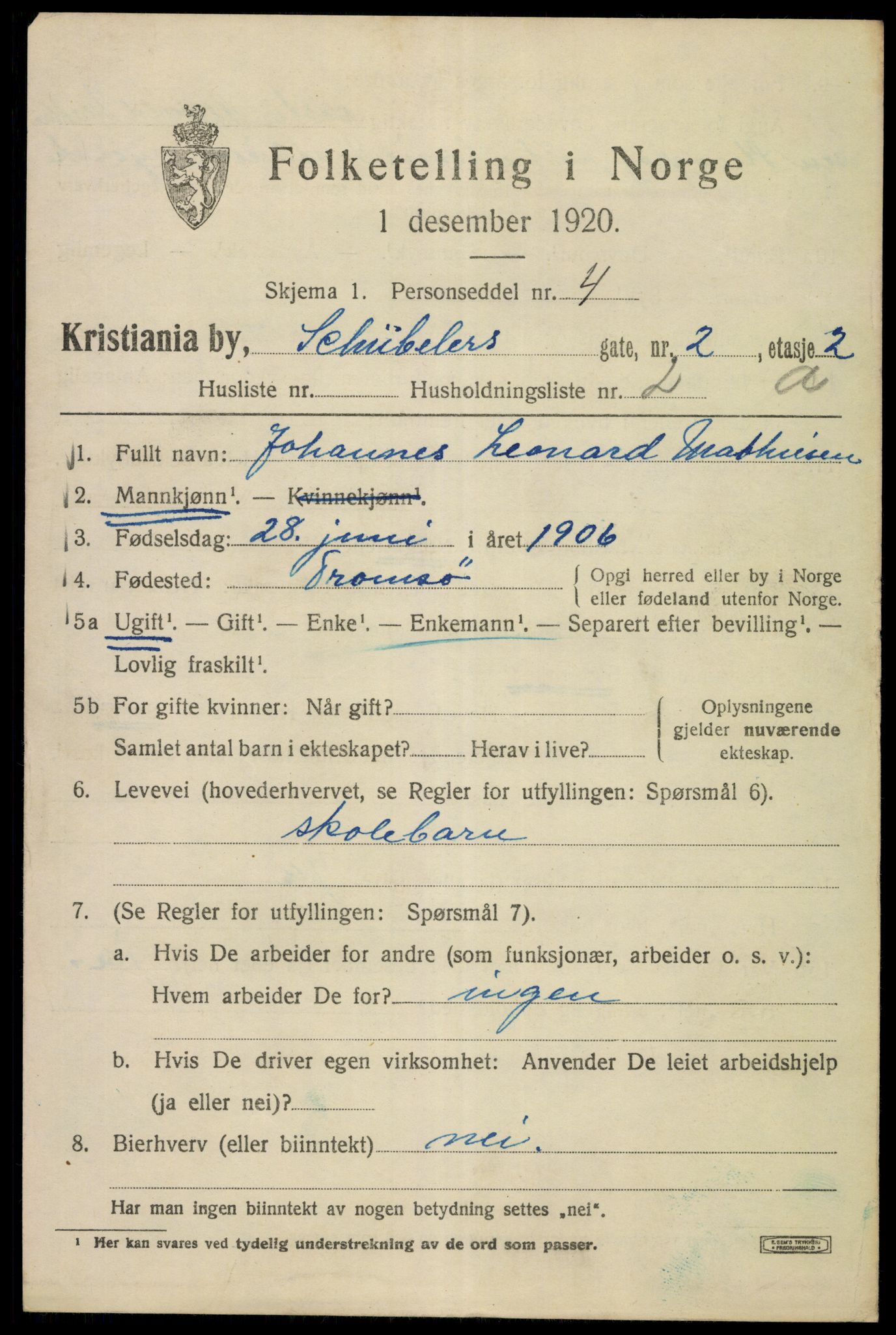 SAO, Folketelling 1920 for 0301 Kristiania kjøpstad, 1920, s. 504759
