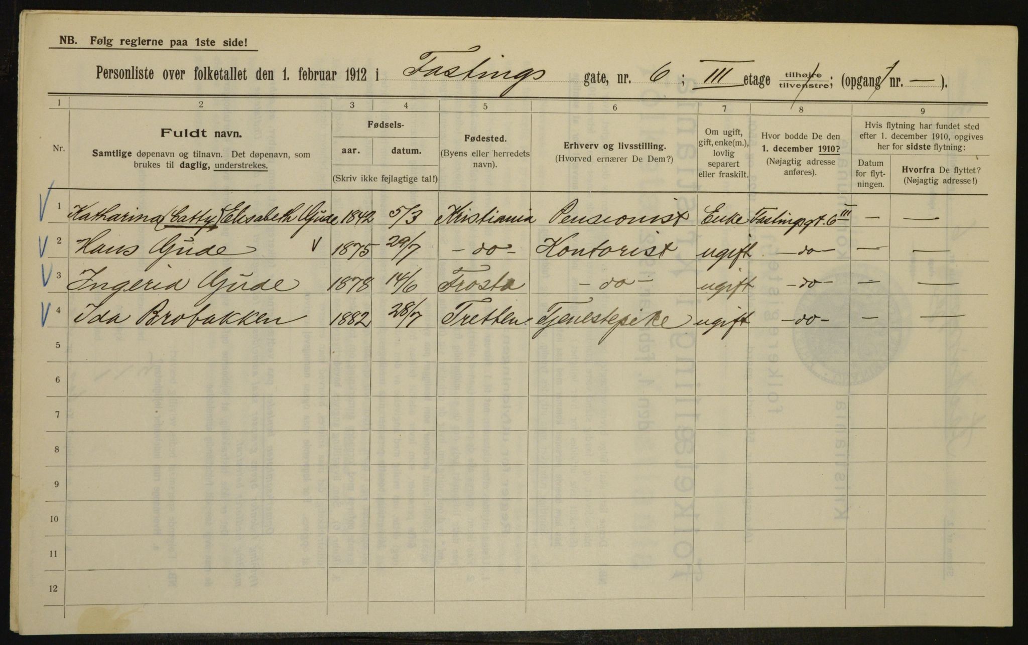 OBA, Kommunal folketelling 1.2.1912 for Kristiania, 1912, s. 23643