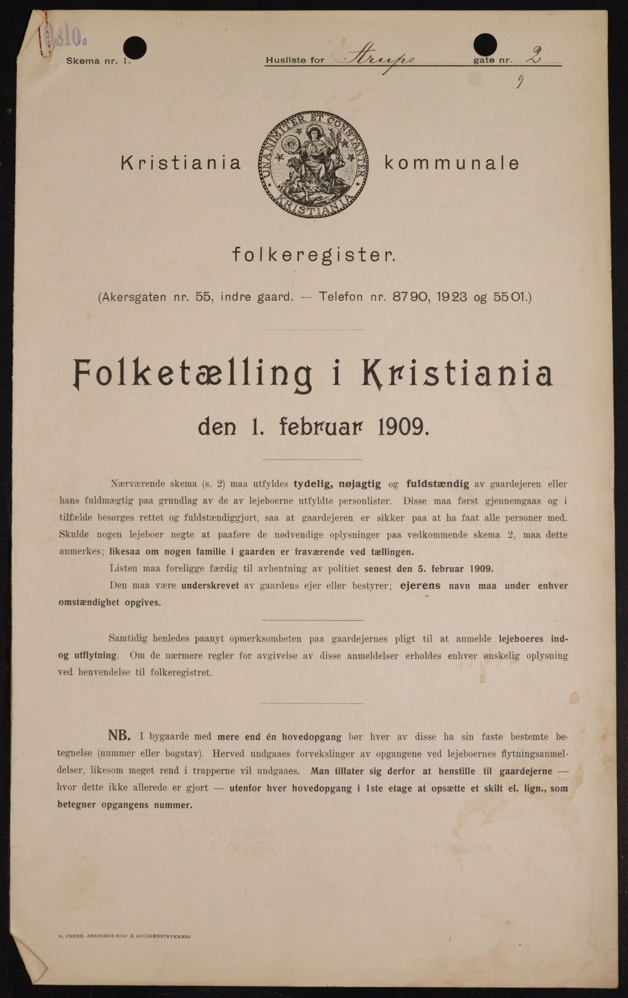 OBA, Kommunal folketelling 1.2.1909 for Kristiania kjøpstad, 1909, s. 2039