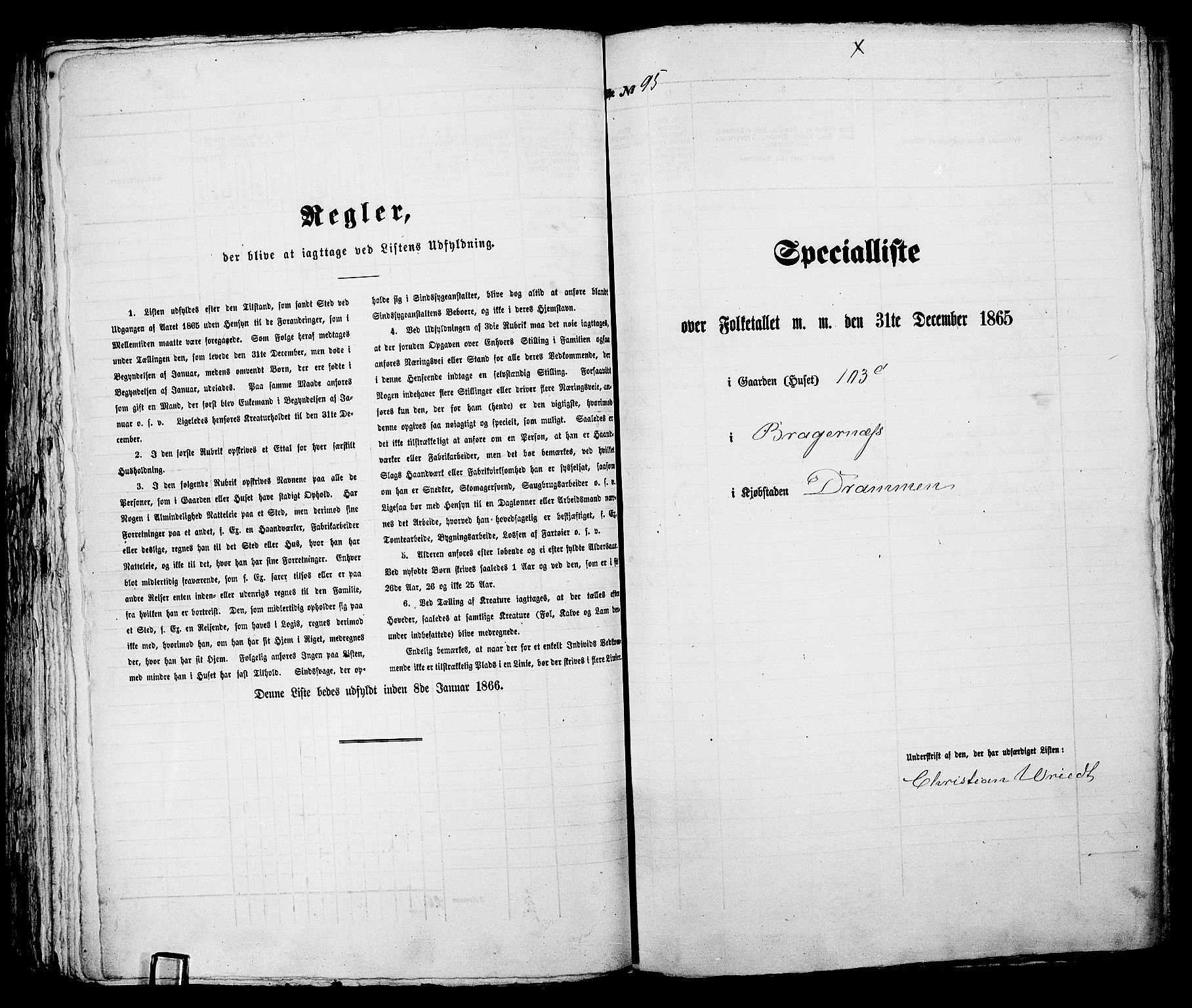 RA, Folketelling 1865 for 0602aB Bragernes prestegjeld i Drammen kjøpstad, 1865, s. 209