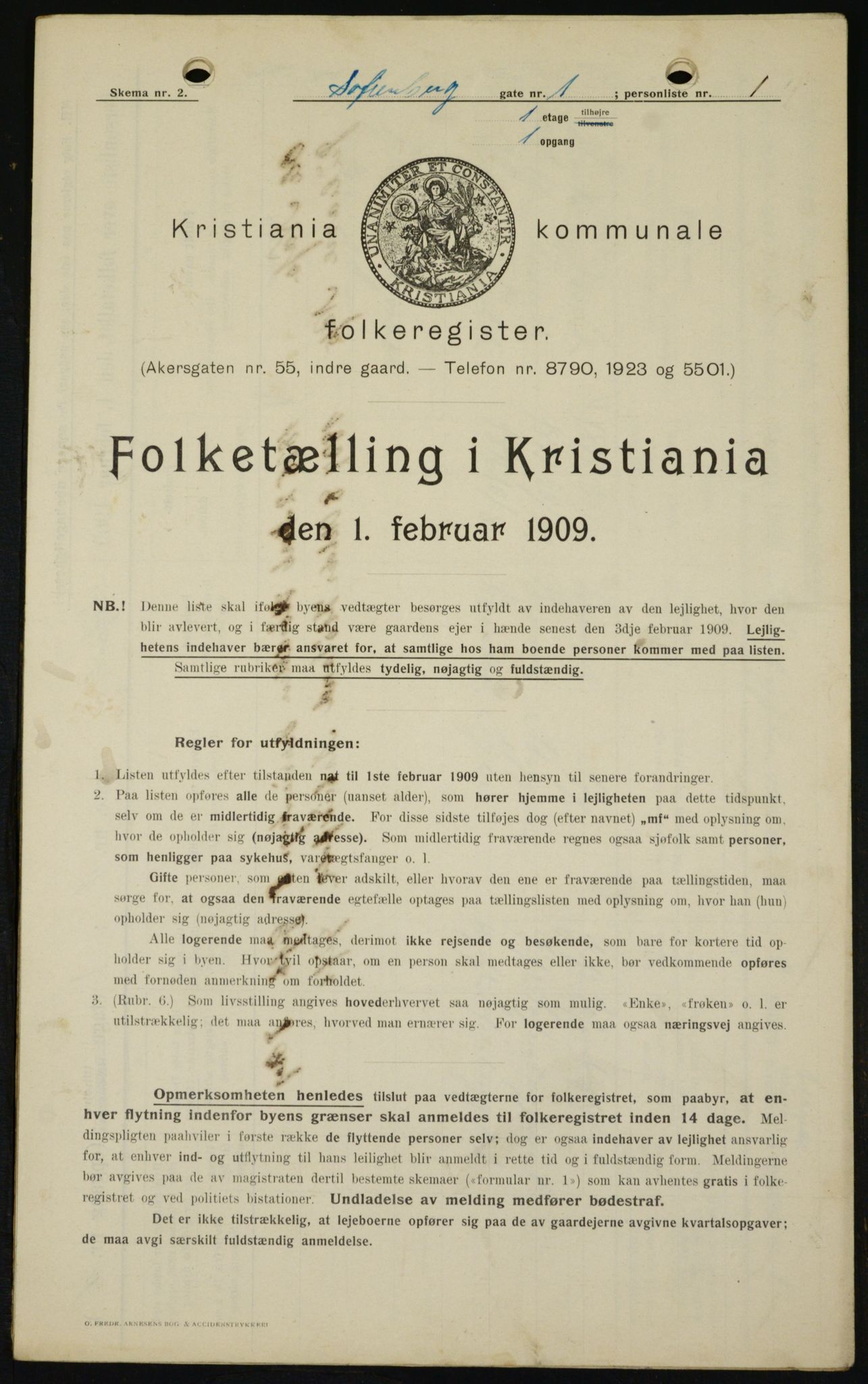 OBA, Kommunal folketelling 1.2.1909 for Kristiania kjøpstad, 1909, s. 88970