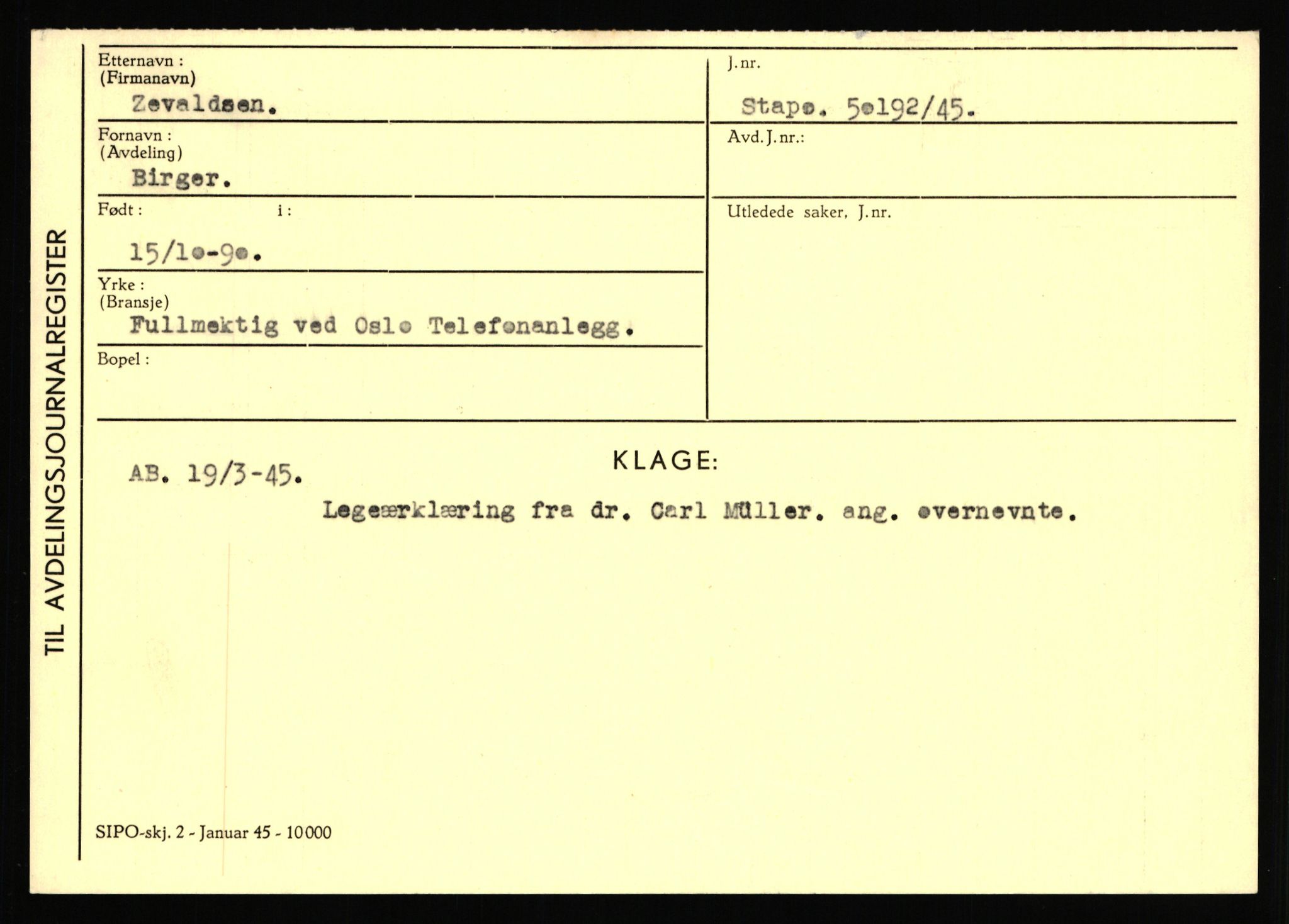 Statspolitiet - Hovedkontoret / Osloavdelingen, AV/RA-S-1329/C/Ca/L0016: Uberg - Øystese, 1943-1945, s. 3320