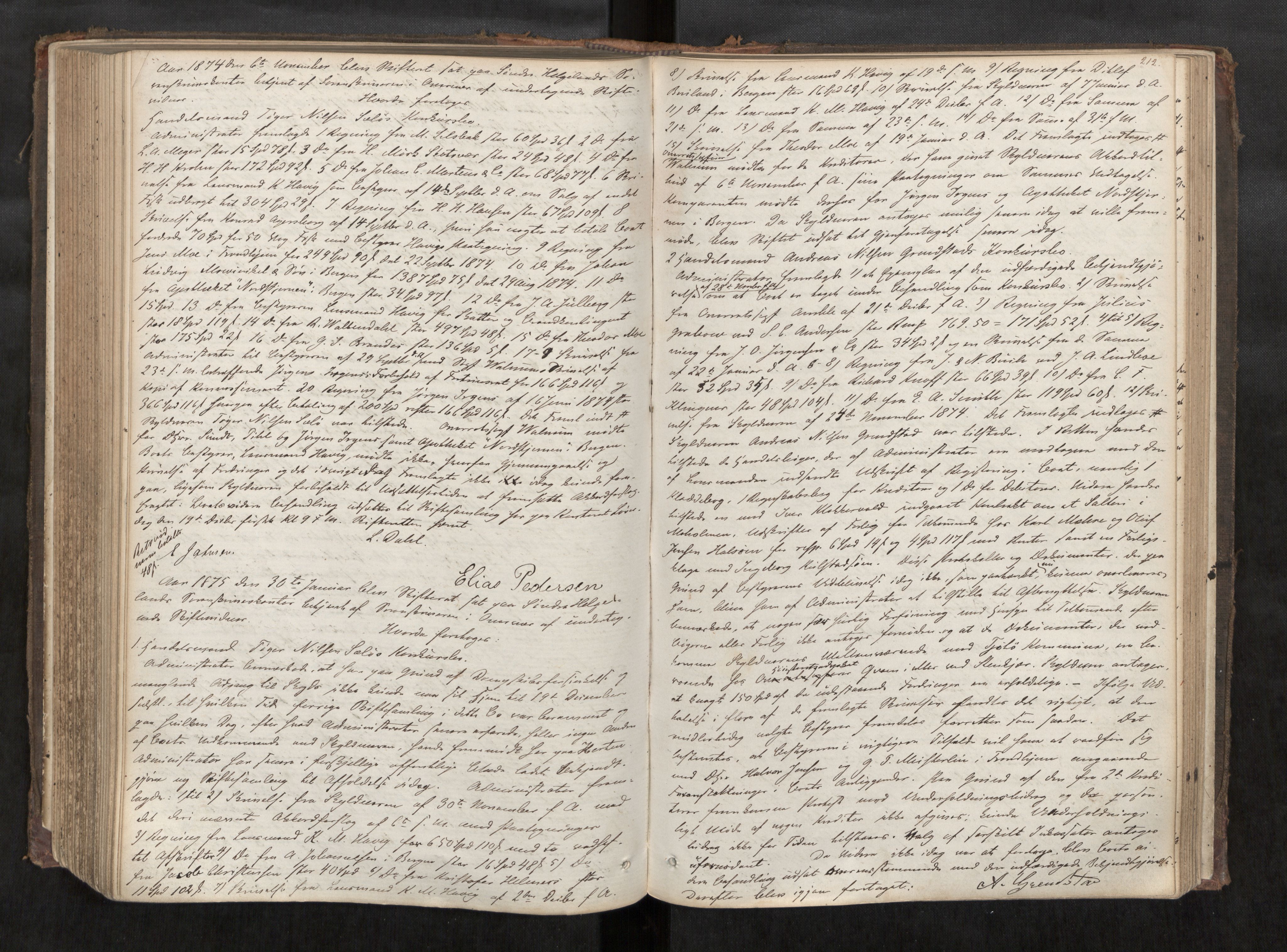 Søndre Helgeland sorenskriveri, AV/SAT-A-4575/1/3/3B/L0001: Skiftebehandlingsprotokoll, 1862-1879, s. 212