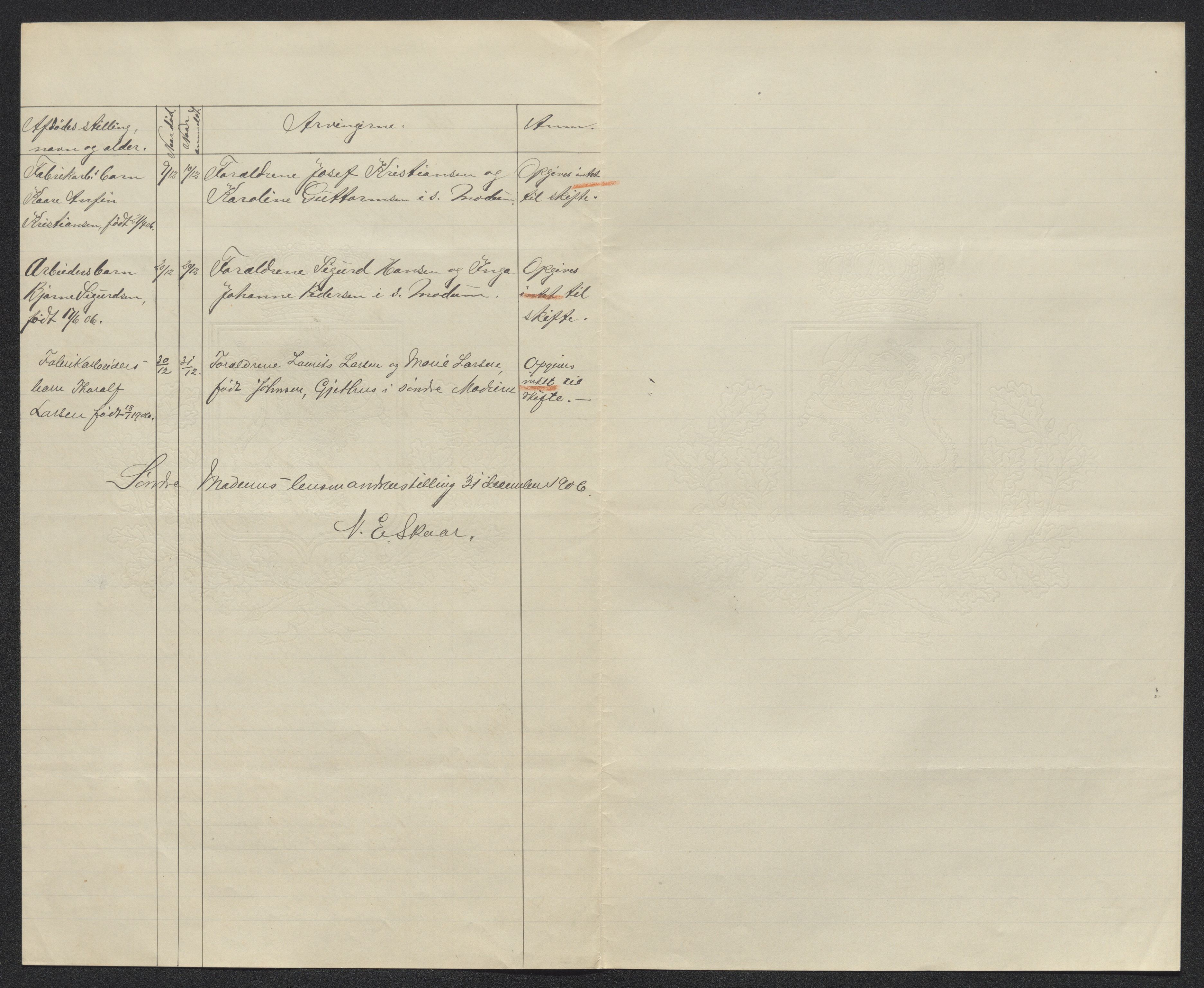 Eiker, Modum og Sigdal sorenskriveri, SAKO/A-123/H/Ha/Hab/L0031: Dødsfallsmeldinger, 1906, s. 144