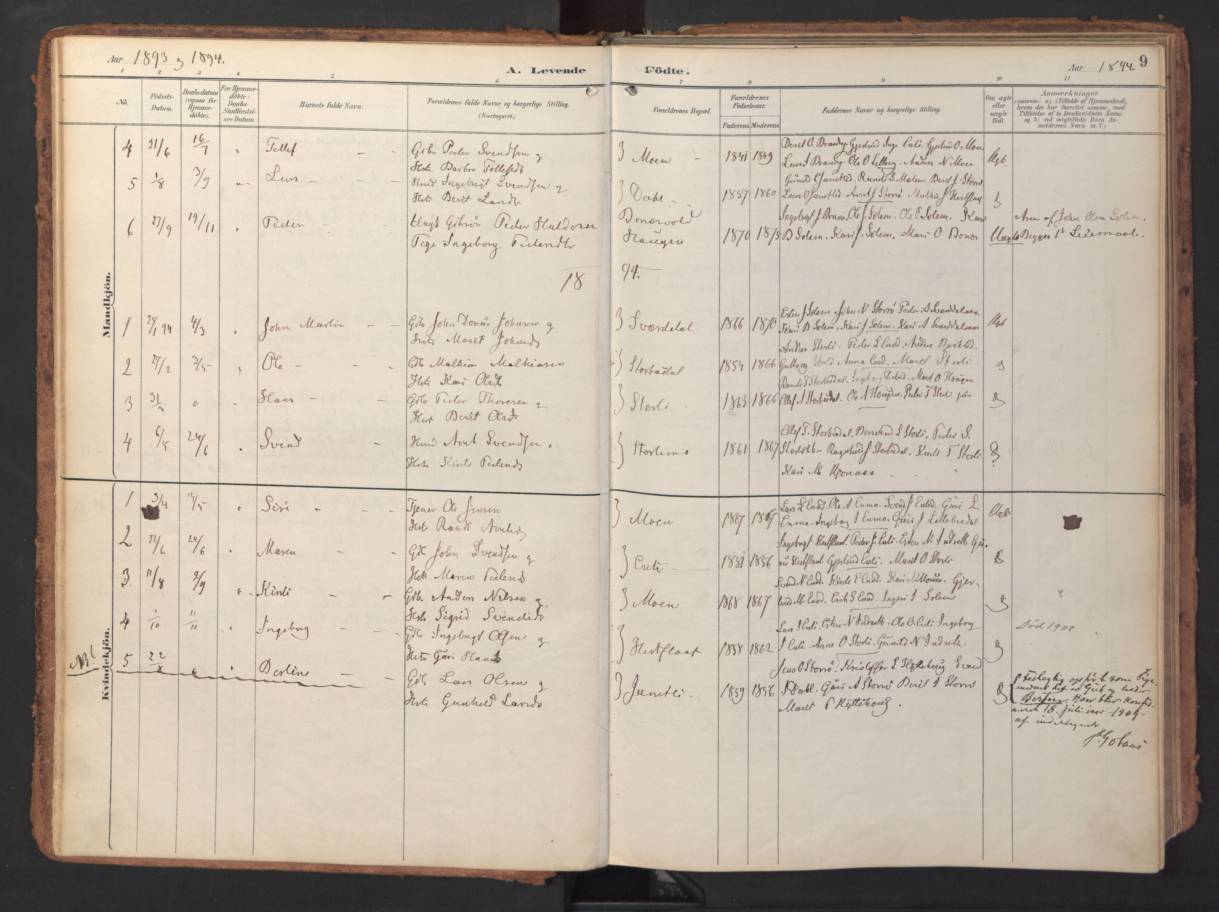 Ministerialprotokoller, klokkerbøker og fødselsregistre - Sør-Trøndelag, SAT/A-1456/690/L1050: Ministerialbok nr. 690A01, 1889-1929, s. 9