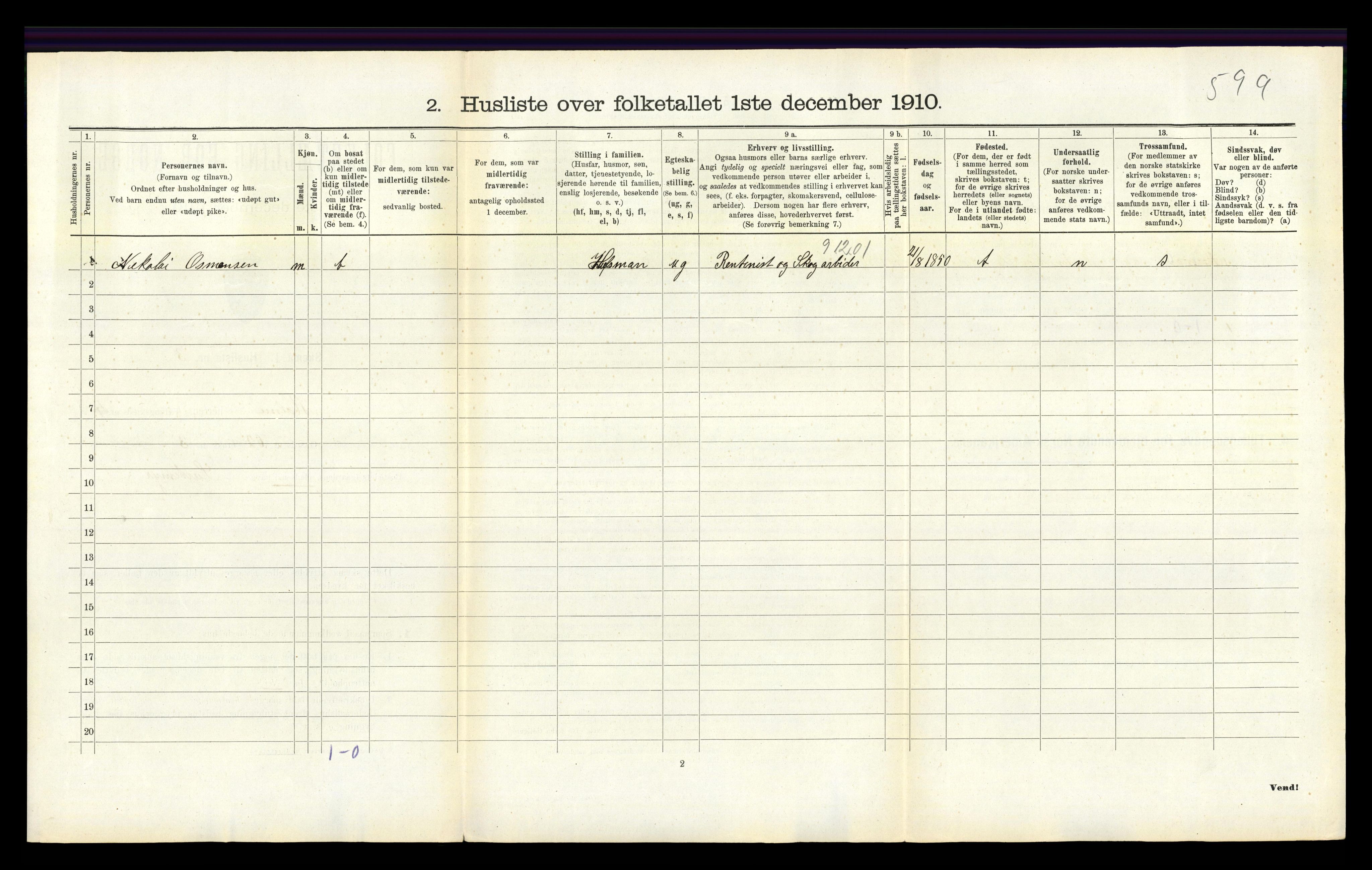 RA, Folketelling 1910 for 1020 Holum herred, 1910, s. 337