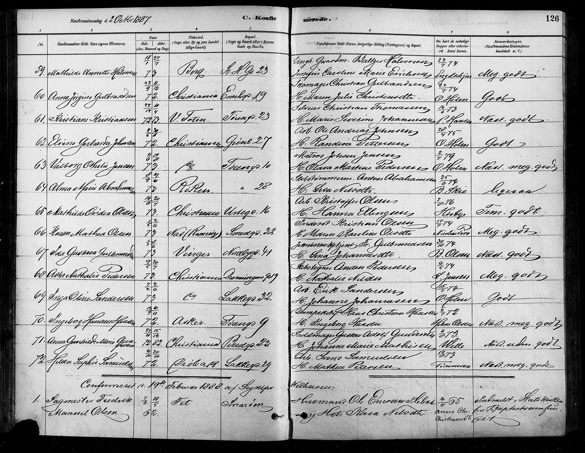 Grønland prestekontor Kirkebøker, AV/SAO-A-10848/F/Fa/L0008: Ministerialbok nr. 8, 1881-1893, s. 126