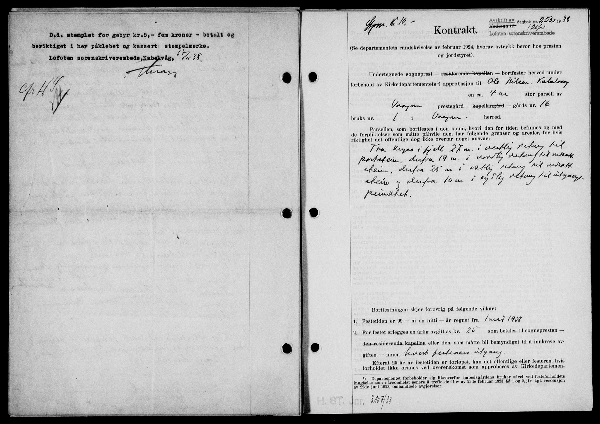 Lofoten sorenskriveri, SAT/A-0017/1/2/2C/L0004a: Pantebok nr. 4a, 1938-1938, Dagboknr: 2521/1938