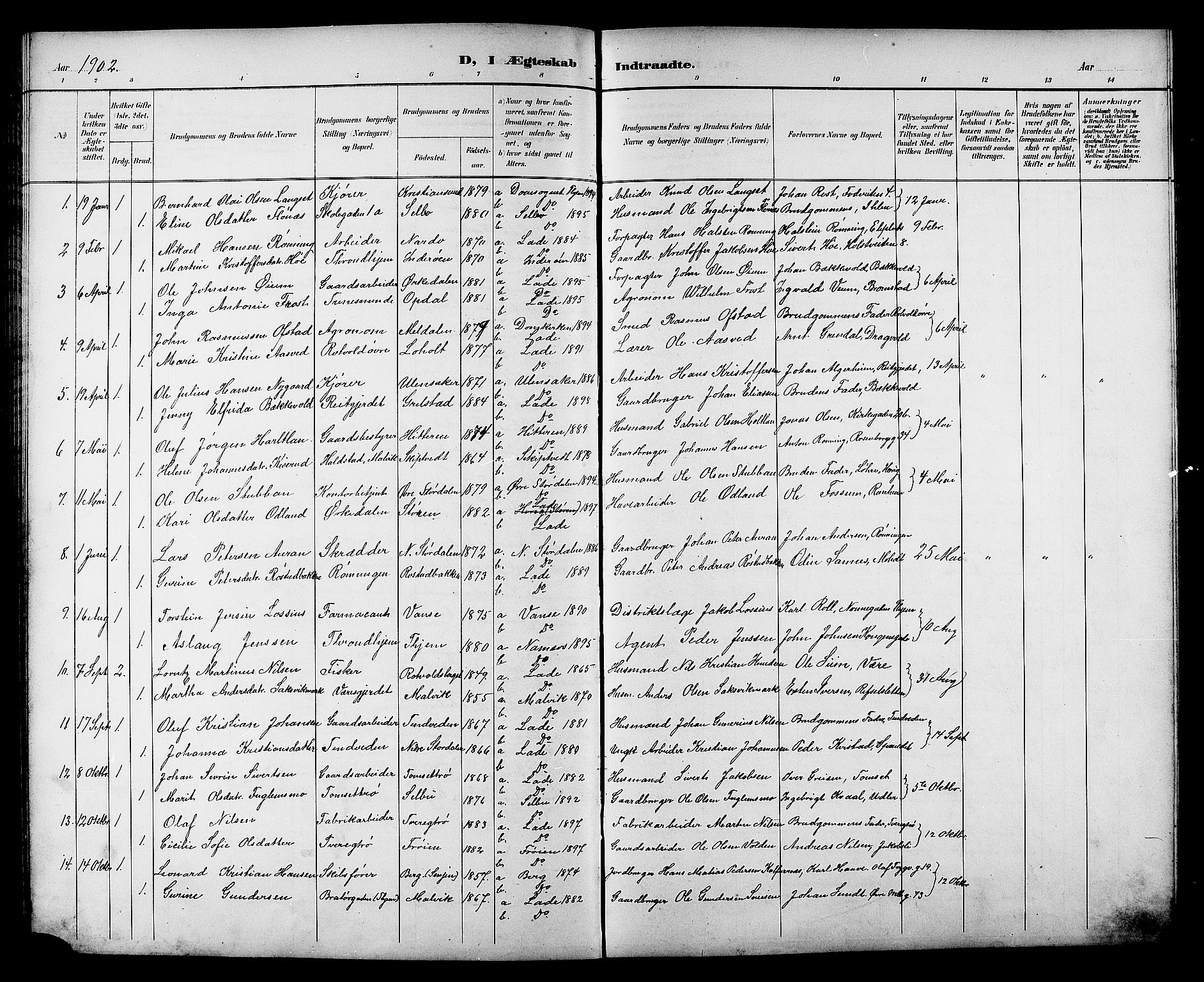Ministerialprotokoller, klokkerbøker og fødselsregistre - Sør-Trøndelag, AV/SAT-A-1456/606/L0313: Klokkerbok nr. 606C09, 1895-1910