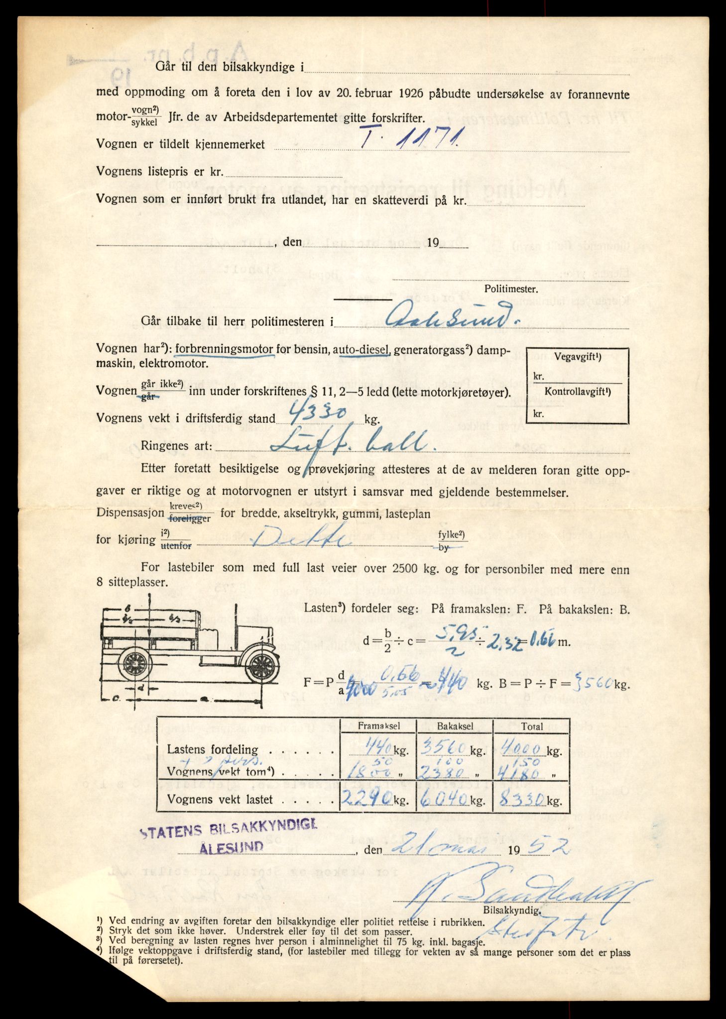 Møre og Romsdal vegkontor - Ålesund trafikkstasjon, AV/SAT-A-4099/F/Fe/L0011: Registreringskort for kjøretøy T 1170 - T 1289, 1927-1998, s. 20