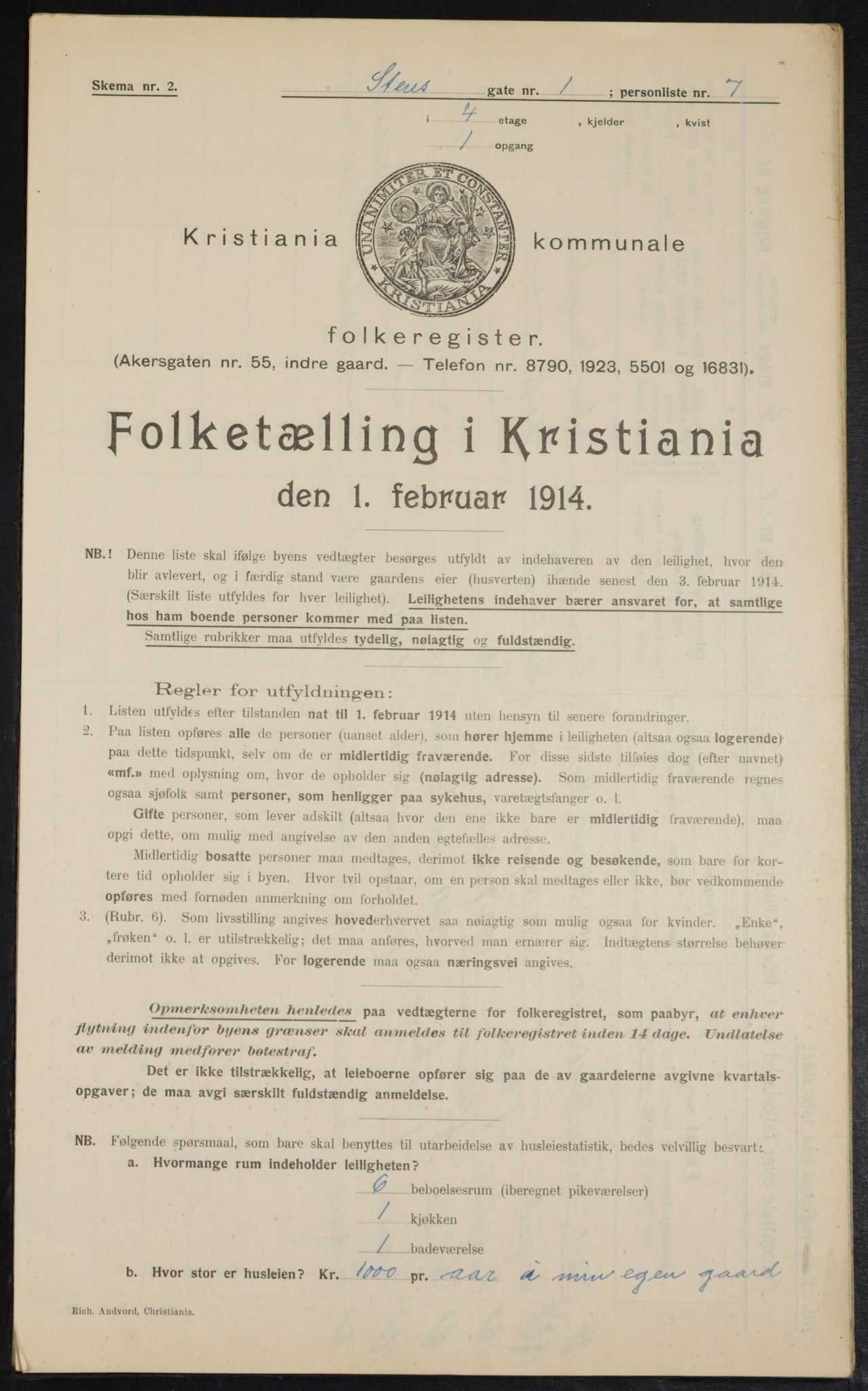 OBA, Kommunal folketelling 1.2.1914 for Kristiania, 1914, s. 101763