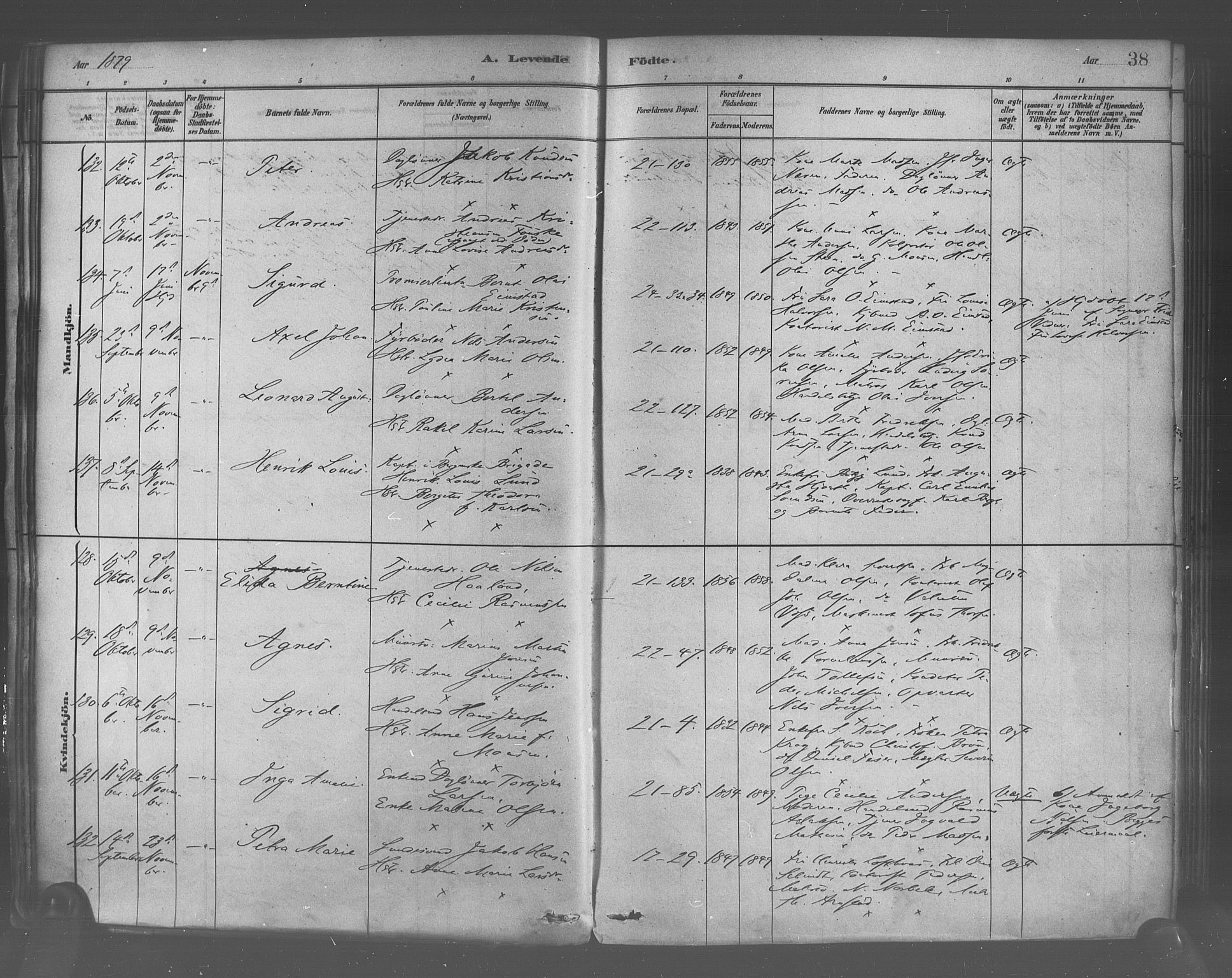 Korskirken sokneprestembete, SAB/A-76101/H/Haa/L0021: Ministerialbok nr. B 7, 1878-1889, s. 38