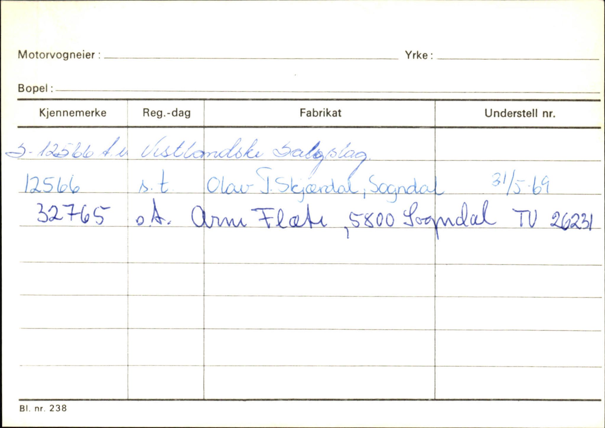 Statens vegvesen, Sogn og Fjordane vegkontor, AV/SAB-A-5301/4/F/L0124: Eigarregister Sogndal A-U, 1945-1975, s. 33