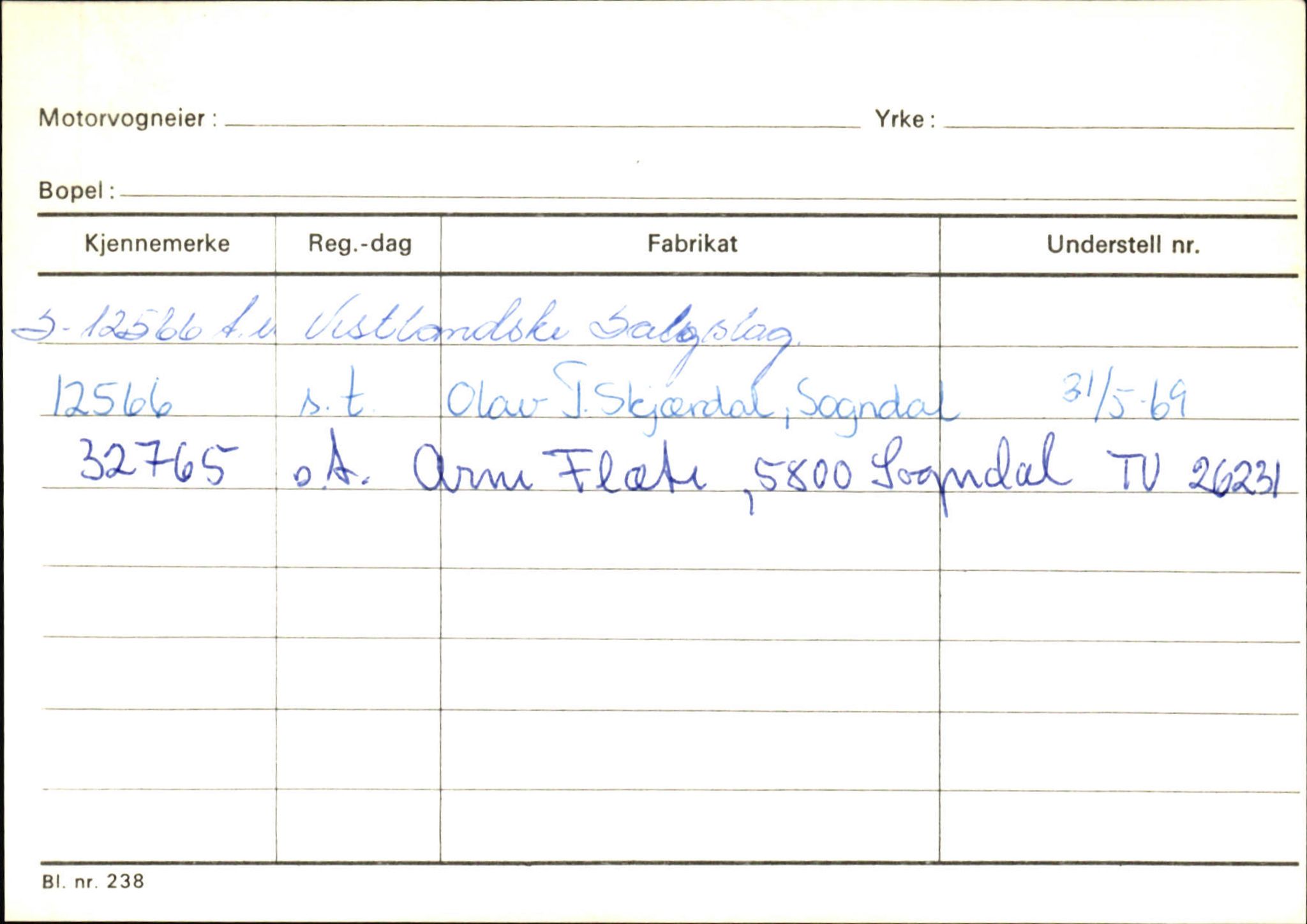 Statens vegvesen, Sogn og Fjordane vegkontor, SAB/A-5301/4/F/L0124: Eigarregister Sogndal A-U, 1945-1975, s. 33