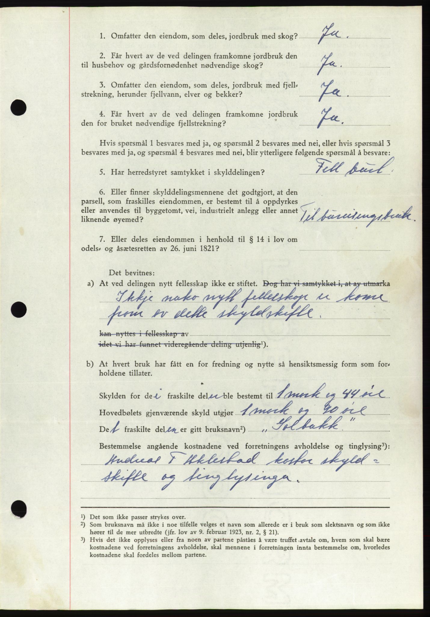 Søre Sunnmøre sorenskriveri, AV/SAT-A-4122/1/2/2C/L0077: Pantebok nr. 3A, 1945-1946, Dagboknr: 434/1945