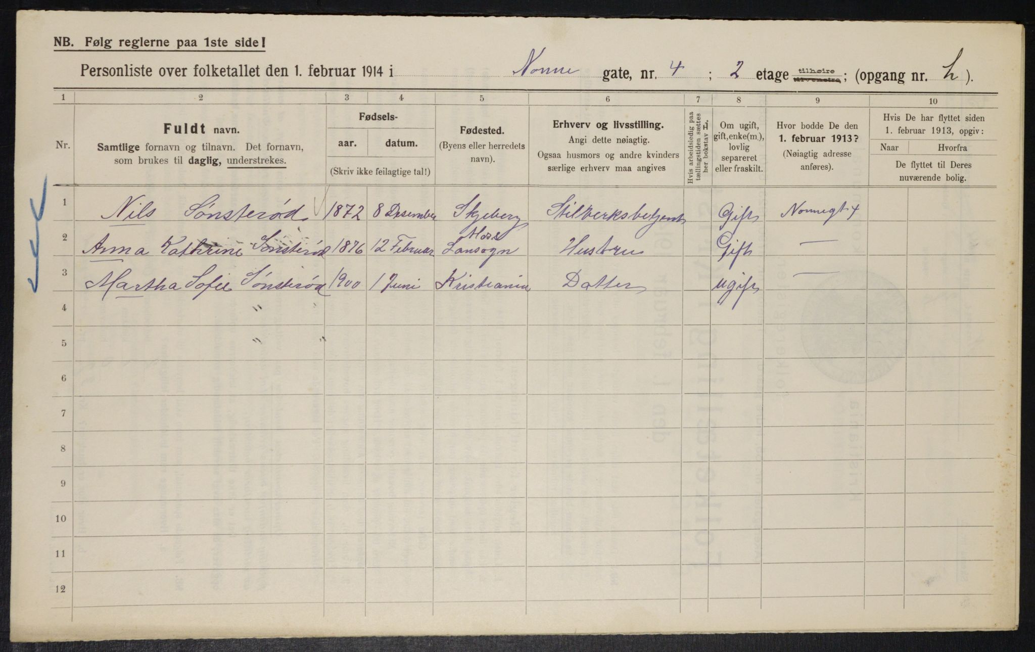 OBA, Kommunal folketelling 1.2.1914 for Kristiania, 1914, s. 71393