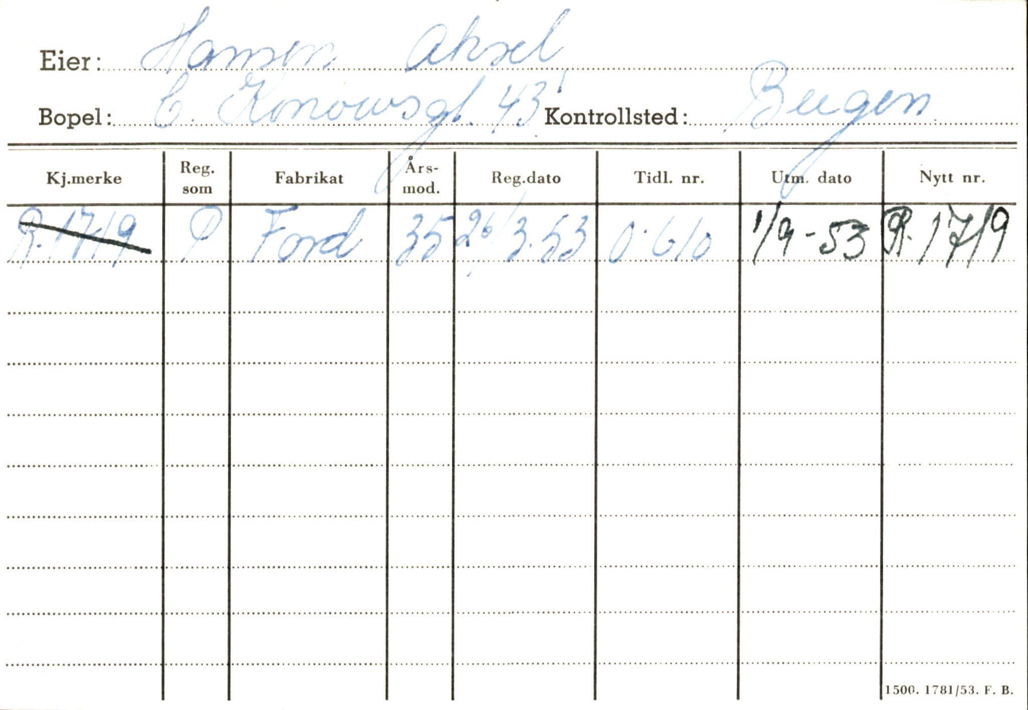 Statens vegvesen, Hordaland vegkontor, SAB/A-5201/2/Ha/L0018: R-eierkort H, 1920-1971, s. 867