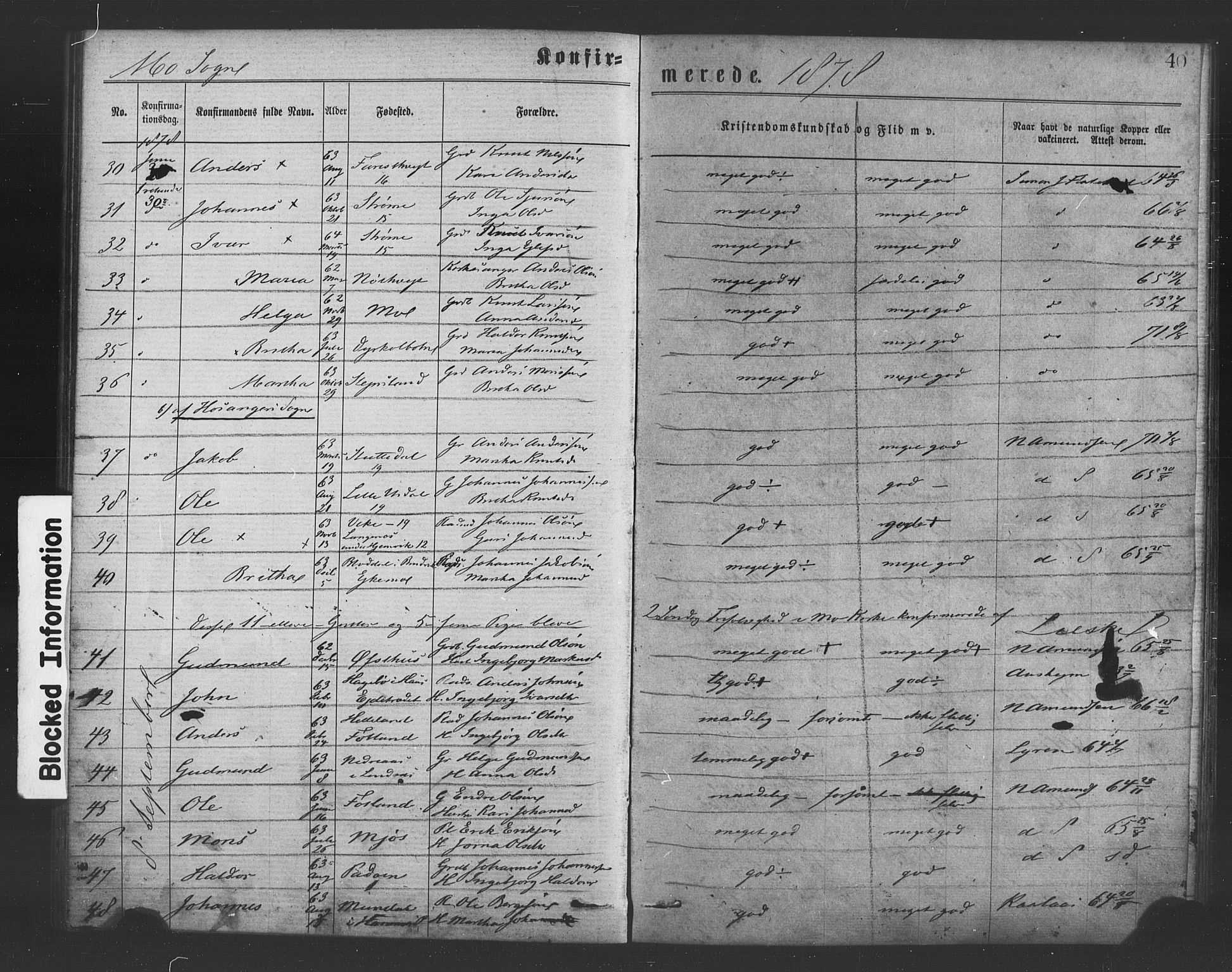 Hosanger sokneprestembete, AV/SAB-A-75801/H/Haa: Ministerialbok nr. A 10, 1877-1879, s. 40