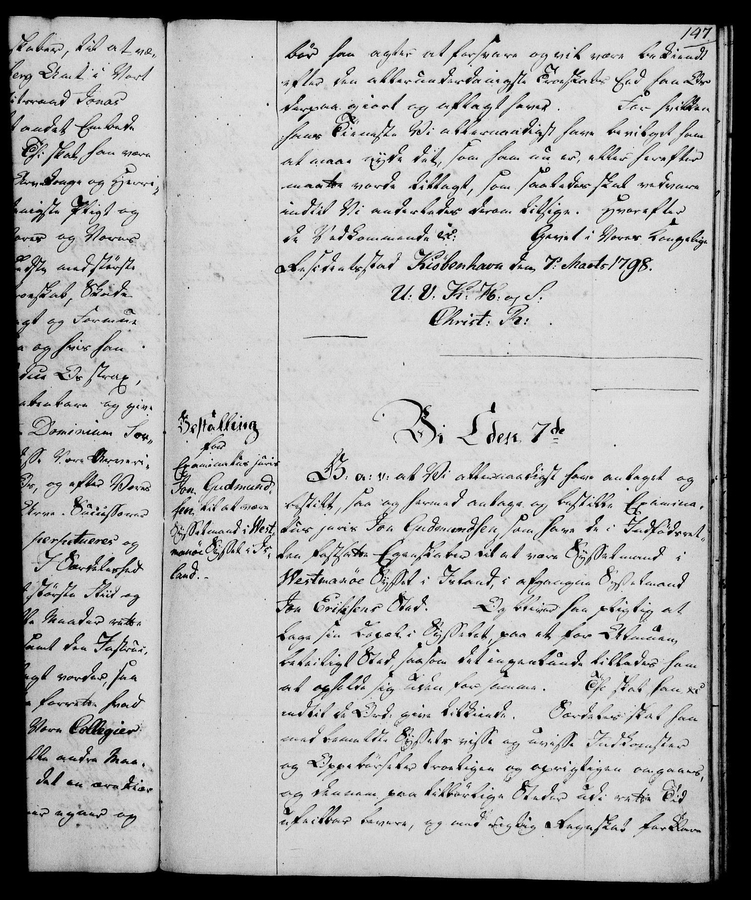 Rentekammeret, Kammerkanselliet, RA/EA-3111/G/Gg/Gge/L0006: Norsk bestallingsprotokoll med register (merket RK 53.30), 1773-1814, s. 147