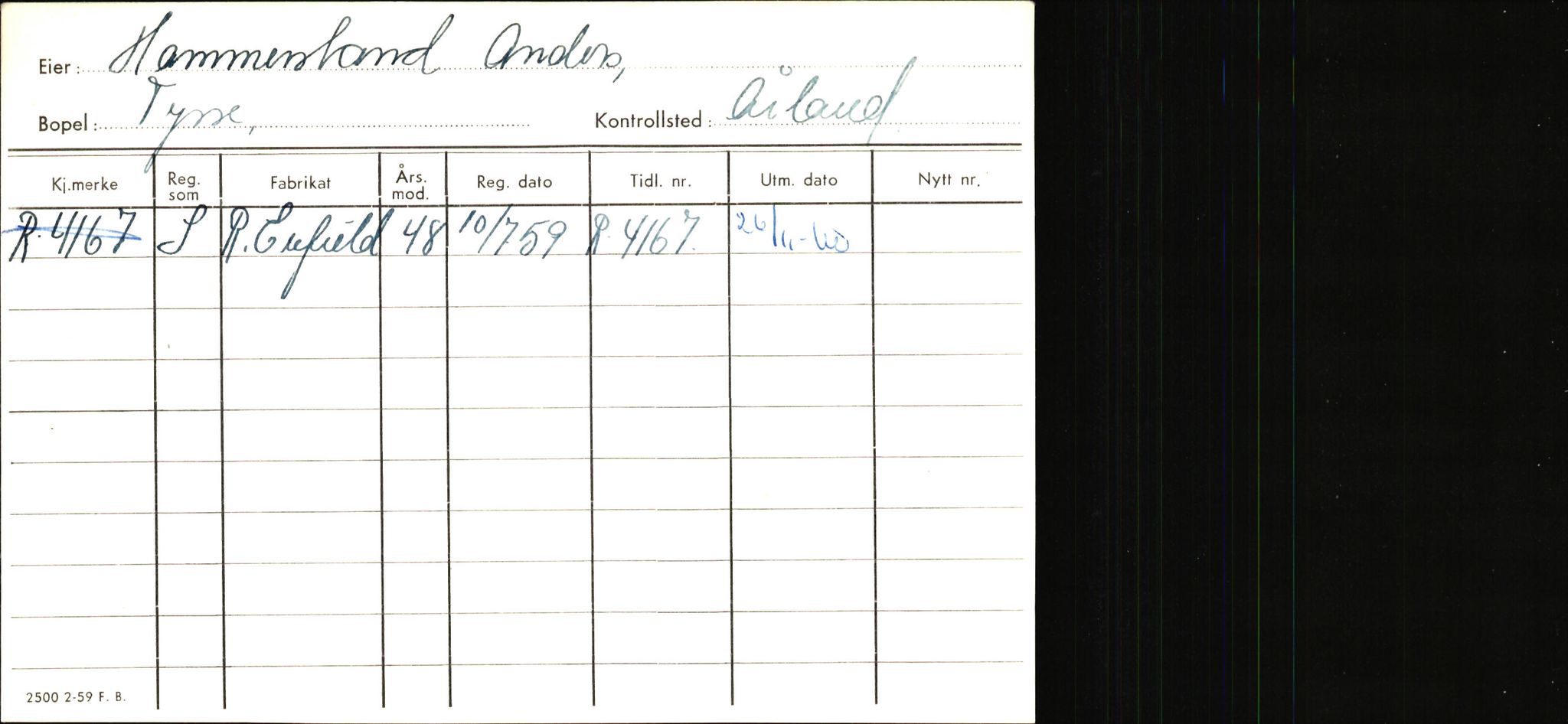 Statens vegvesen, Hordaland vegkontor, SAB/A-5201/2/Ha/L0018: R-eierkort H, 1920-1971, s. 485