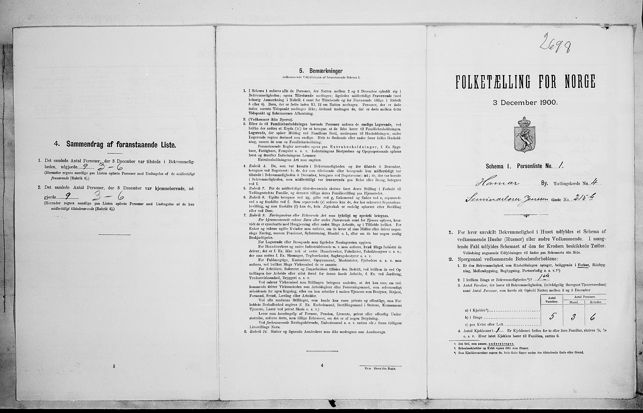 SAH, Folketelling 1900 for 0401 Hamar kjøpstad, 1900, s. 1032