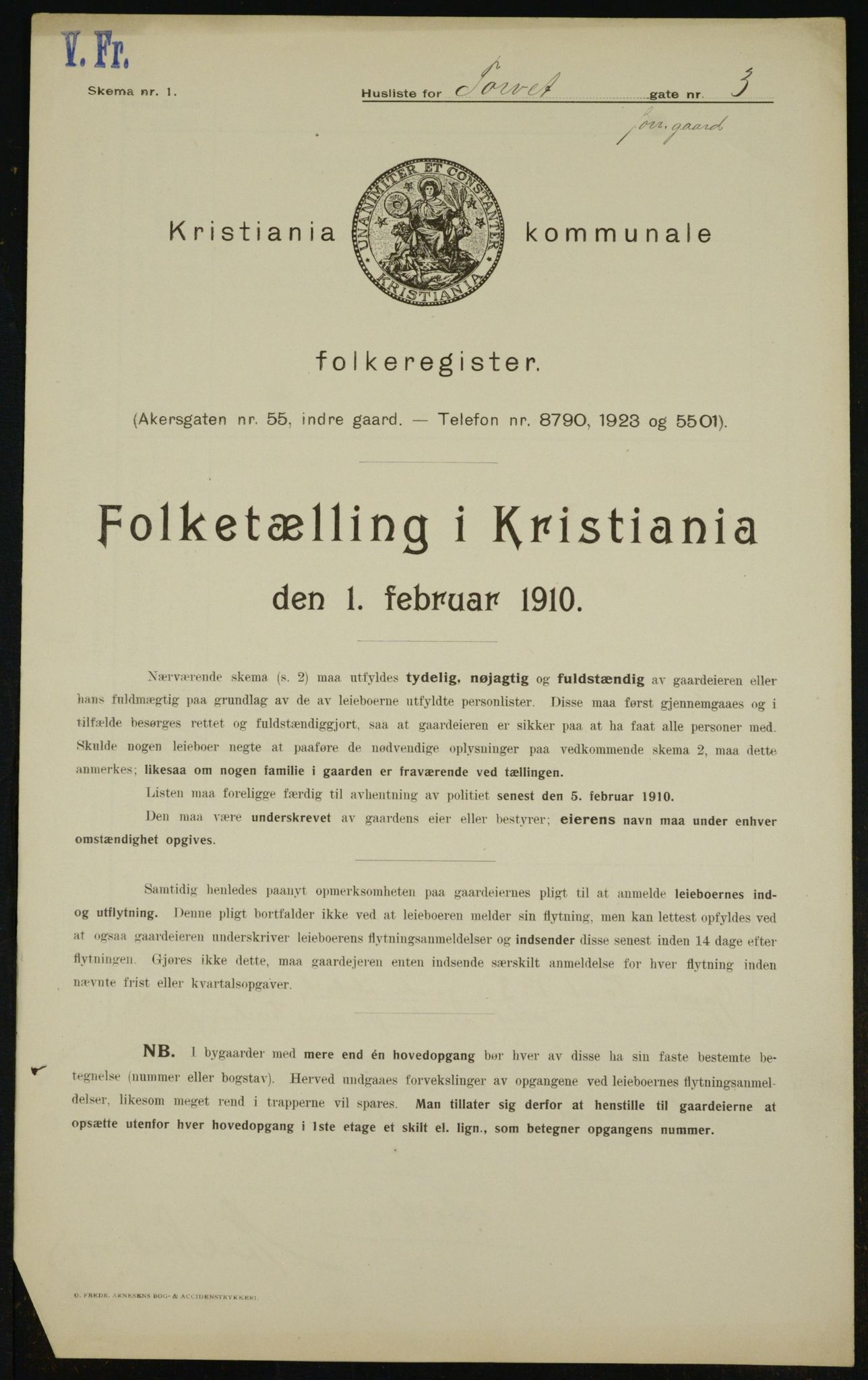 OBA, Kommunal folketelling 1.2.1910 for Kristiania, 1910, s. 109300