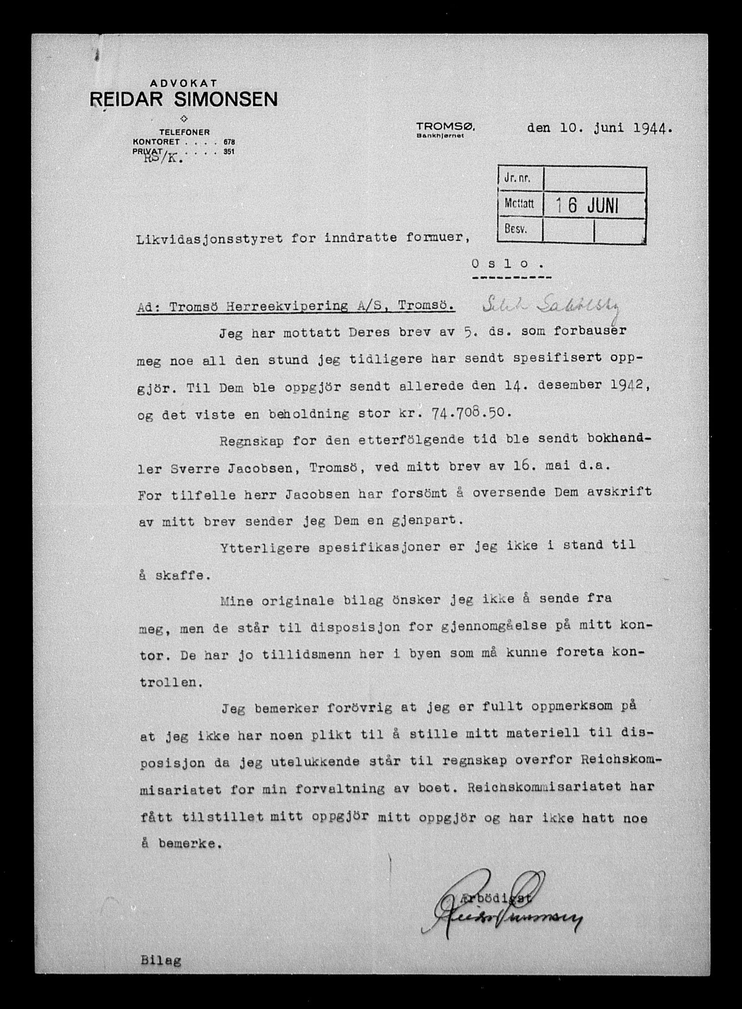 Justisdepartementet, Tilbakeføringskontoret for inndratte formuer, AV/RA-S-1564/H/Hc/Hcb/L0916: --, 1945-1947, s. 920