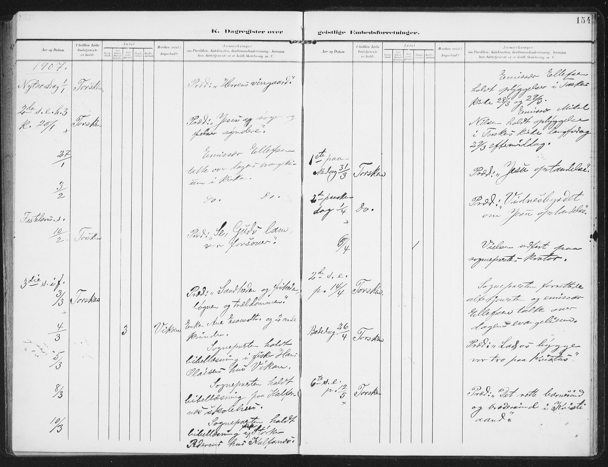 Berg sokneprestkontor, AV/SATØ-S-1318/G/Ga/Gaa/L0008kirke: Ministerialbok nr. 8, 1904-1916, s. 154