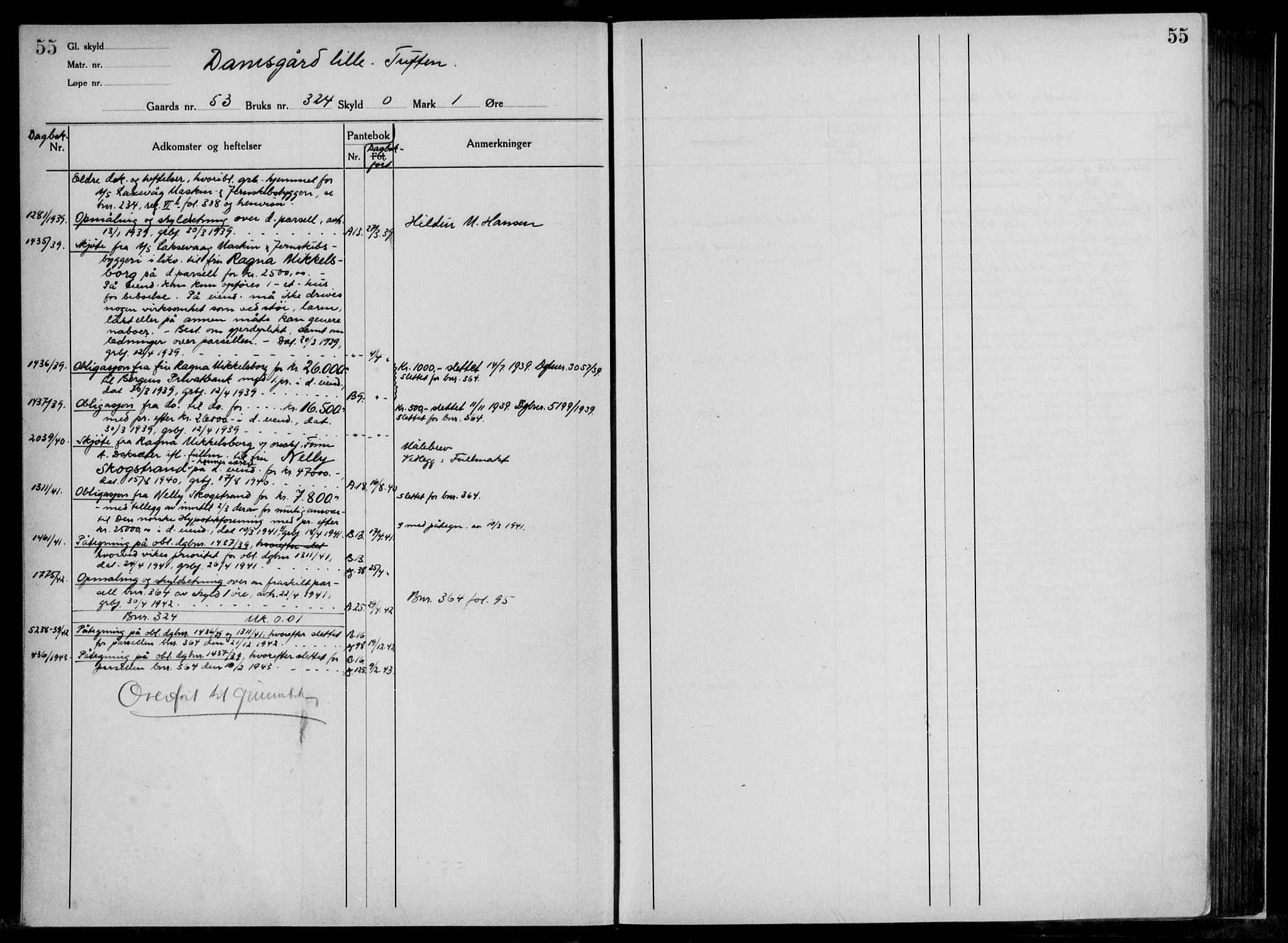 Midhordland sorenskriveri, AV/SAB-A-3001/1/G/Ga/Gab/L0117: Panteregister nr. II.A.b.117, s. 55