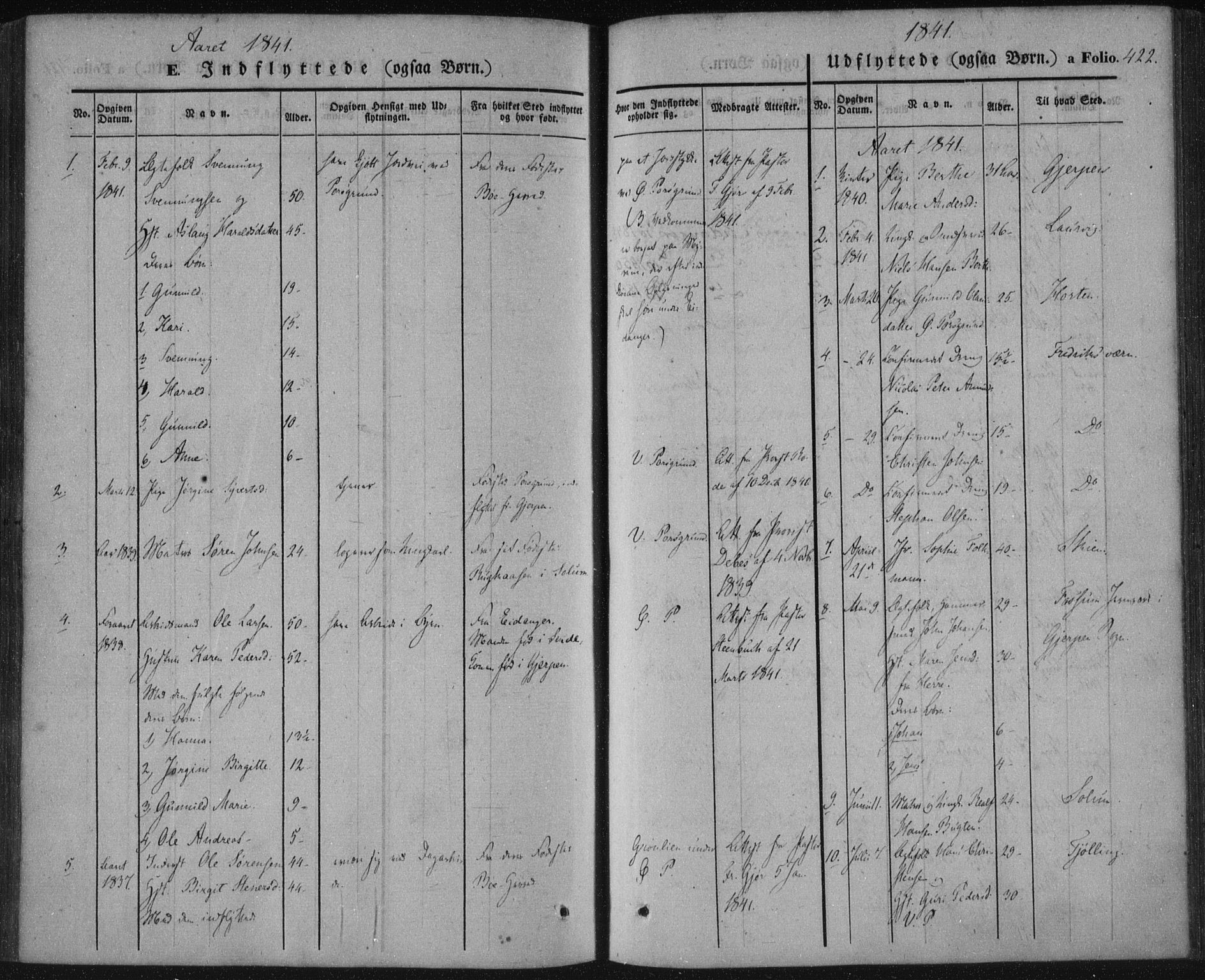 Porsgrunn kirkebøker , SAKO/A-104/F/Fa/L0006: Ministerialbok nr. 6, 1841-1857, s. 422