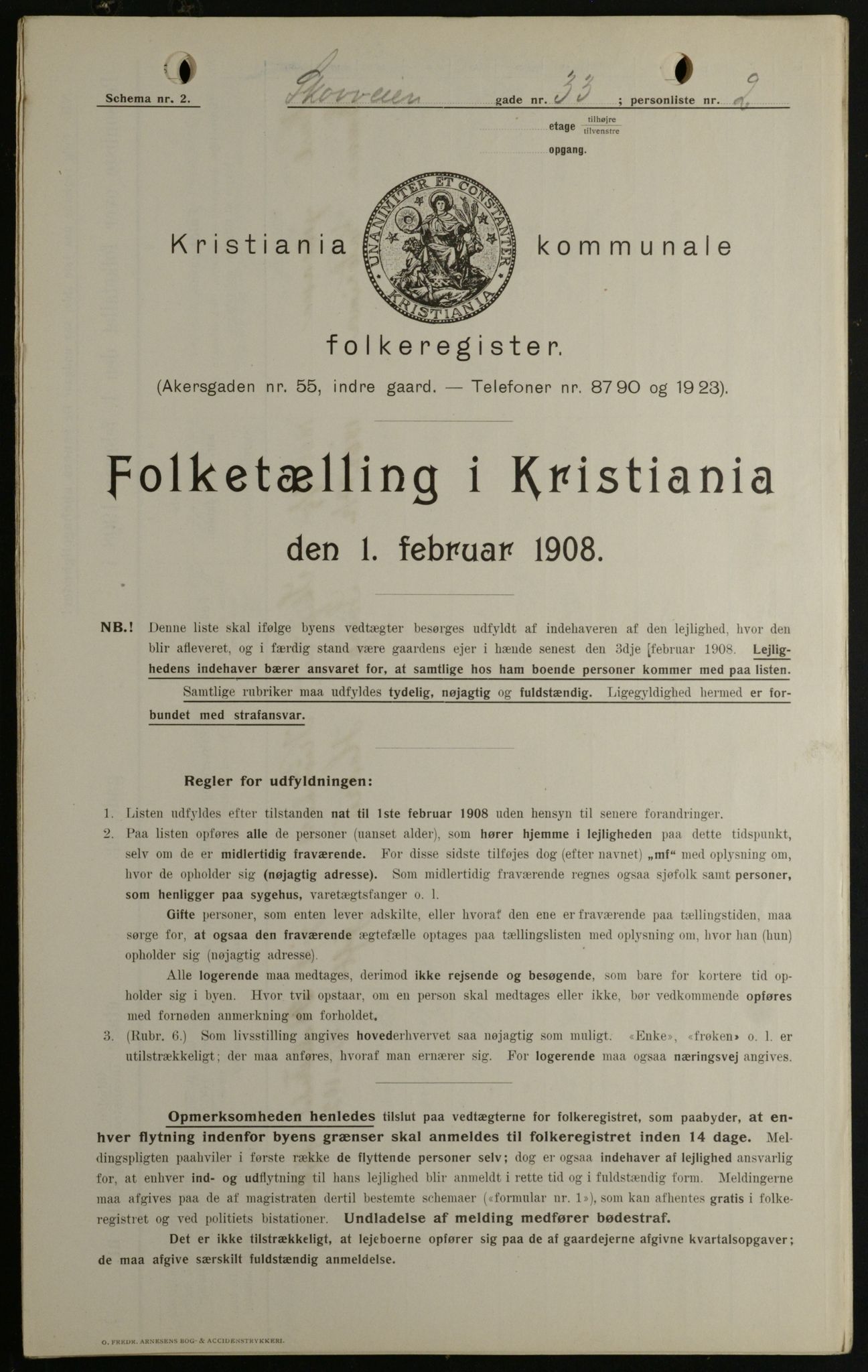 OBA, Kommunal folketelling 1.2.1908 for Kristiania kjøpstad, 1908, s. 87150