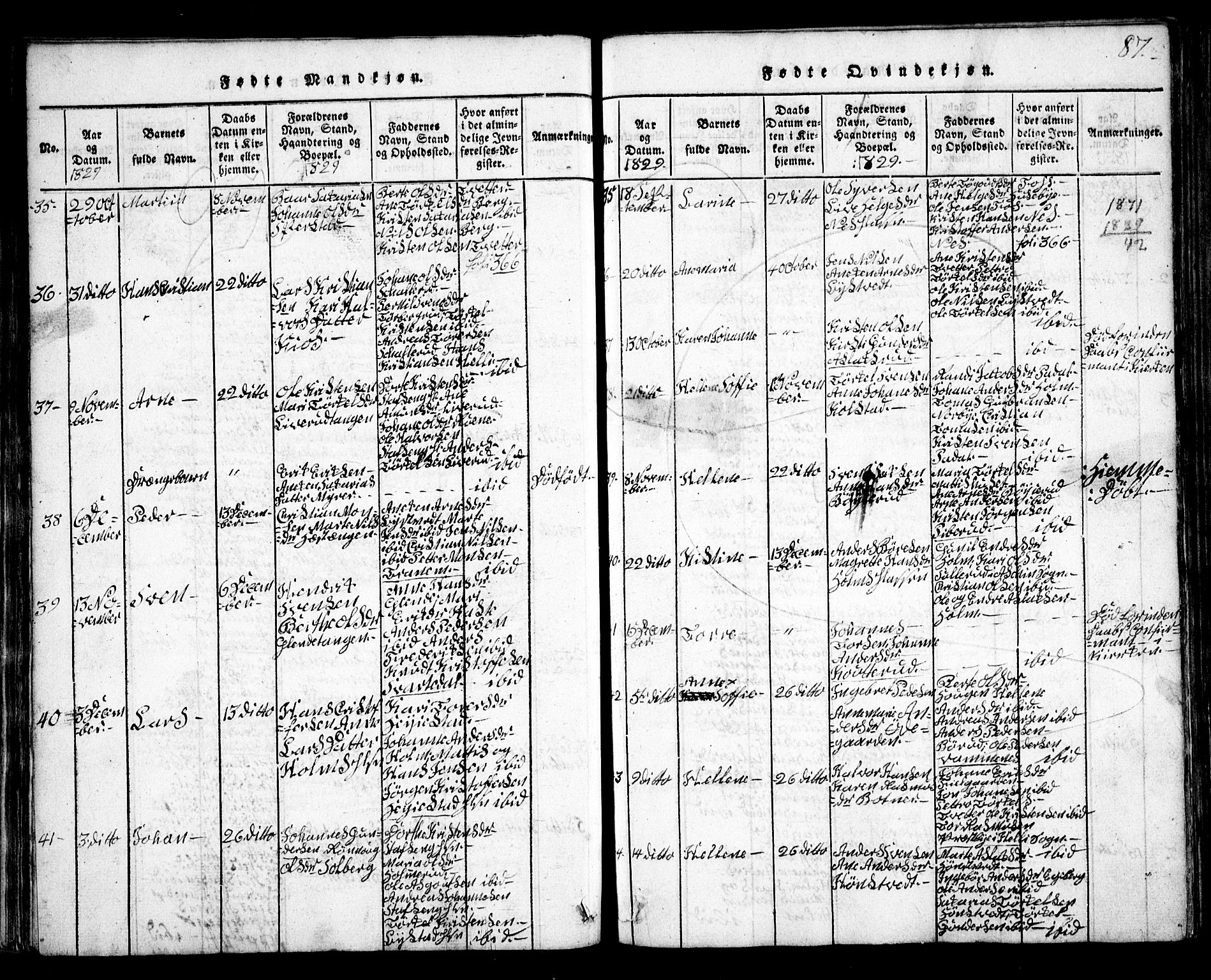 Skiptvet prestekontor Kirkebøker, AV/SAO-A-20009/G/Ga/L0001: Klokkerbok nr. 1, 1815-1838, s. 87