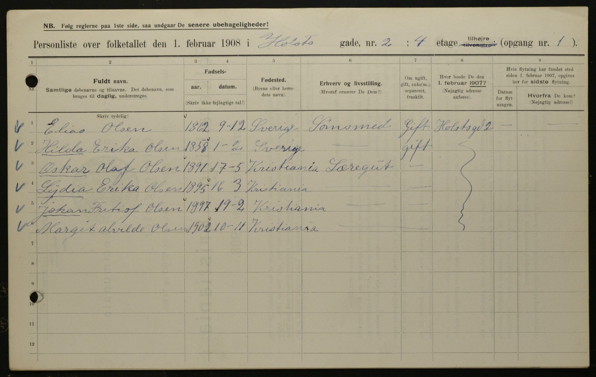 OBA, Kommunal folketelling 1.2.1908 for Kristiania kjøpstad, 1908, s. 36803