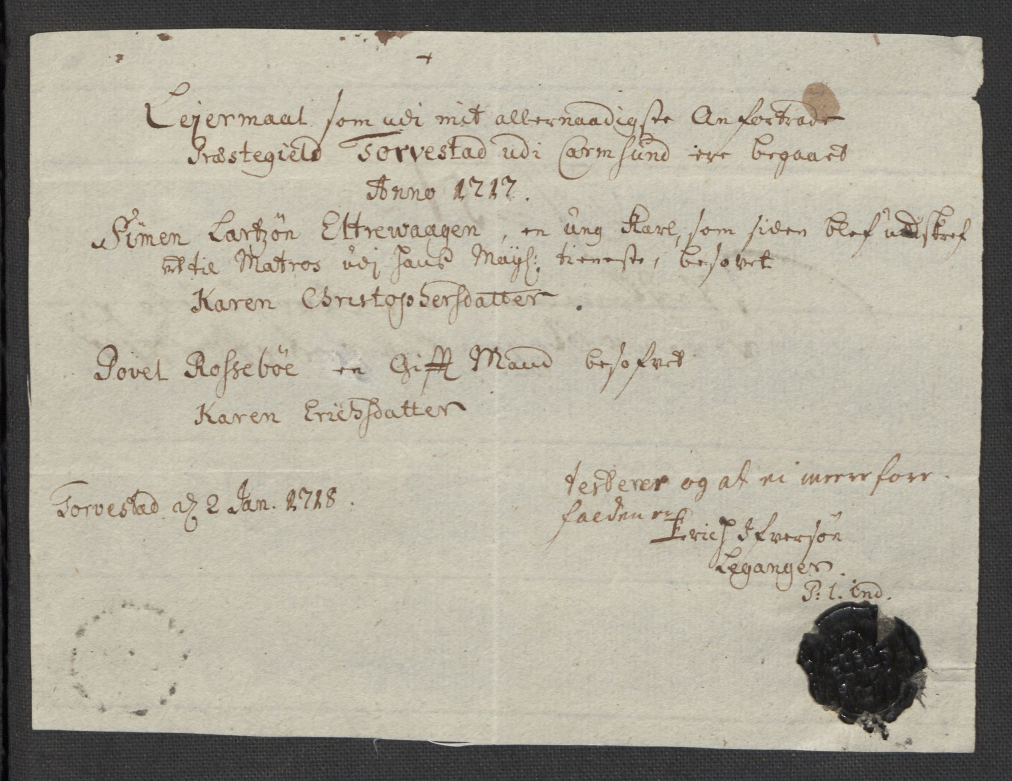 Rentekammeret inntil 1814, Reviderte regnskaper, Fogderegnskap, AV/RA-EA-4092/R47/L2870: Fogderegnskap Ryfylke, 1717, s. 276