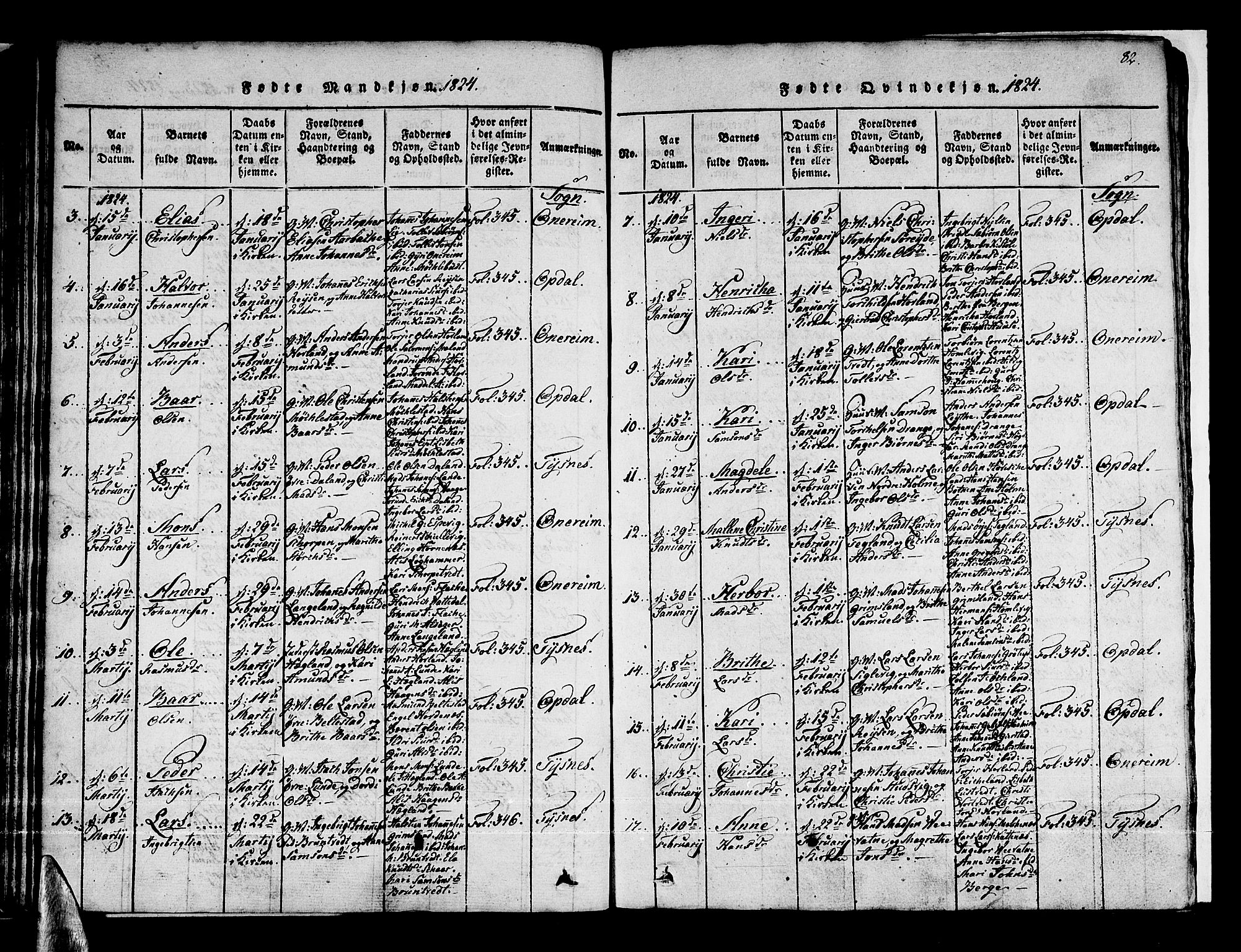 Tysnes sokneprestembete, AV/SAB-A-78601/H/Haa: Ministerialbok nr. A 7, 1816-1826, s. 82