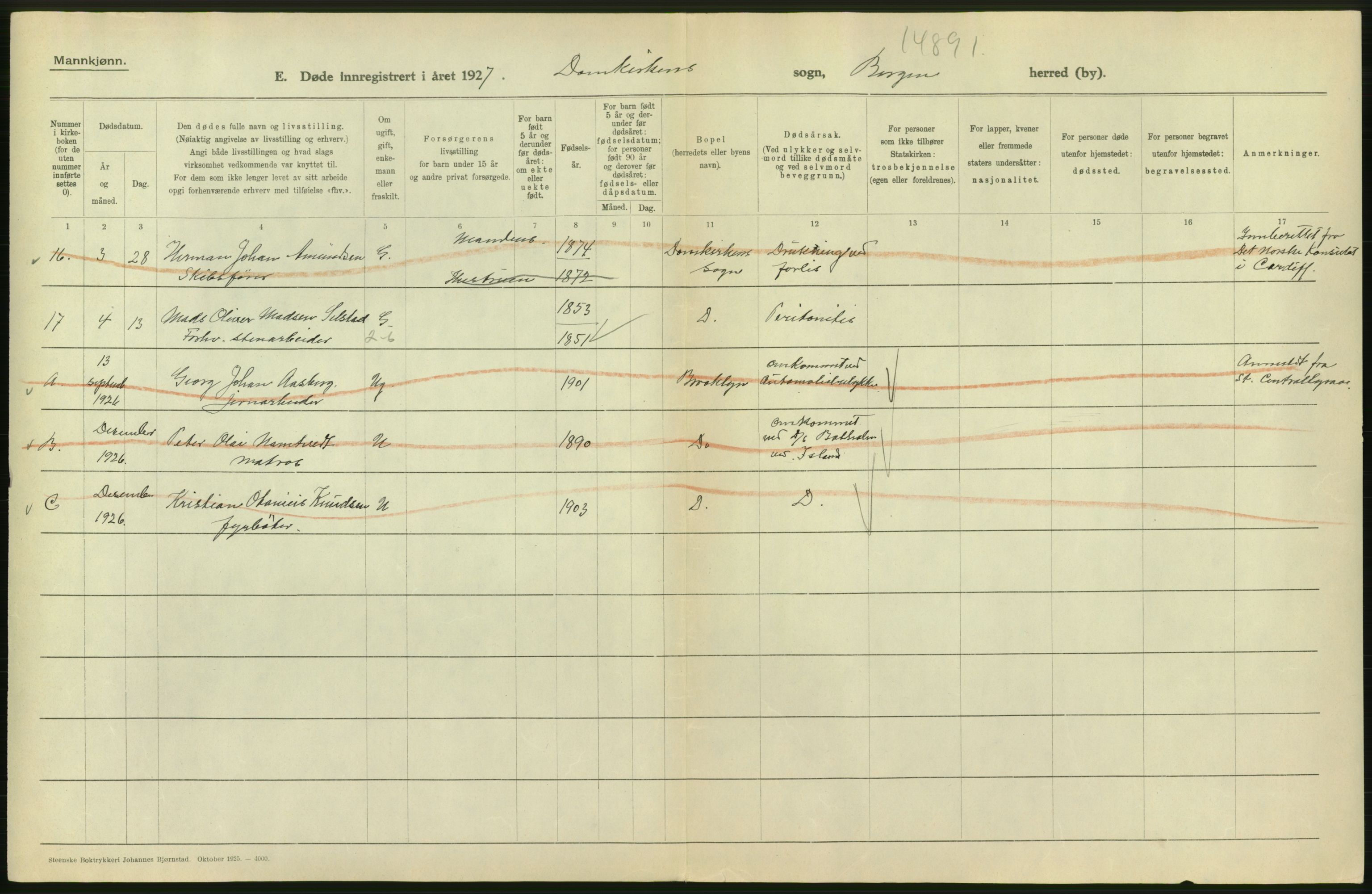 Statistisk sentralbyrå, Sosiodemografiske emner, Befolkning, AV/RA-S-2228/D/Df/Dfc/Dfcg/L0028: Bergen: Gifte, døde., 1927, s. 792