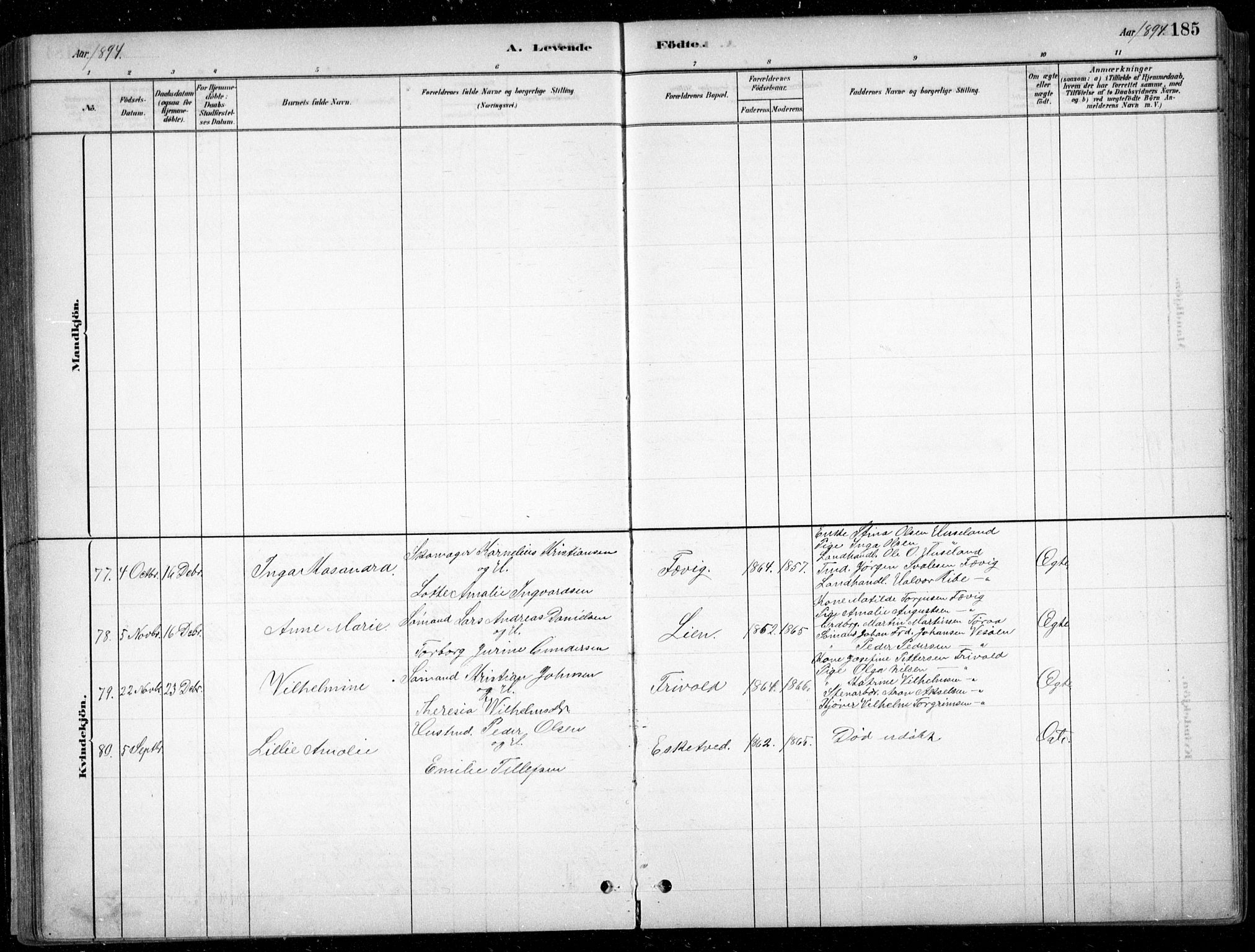 Fjære sokneprestkontor, AV/SAK-1111-0011/F/Fb/L0011: Klokkerbok nr. B 11, 1881-1905, s. 185