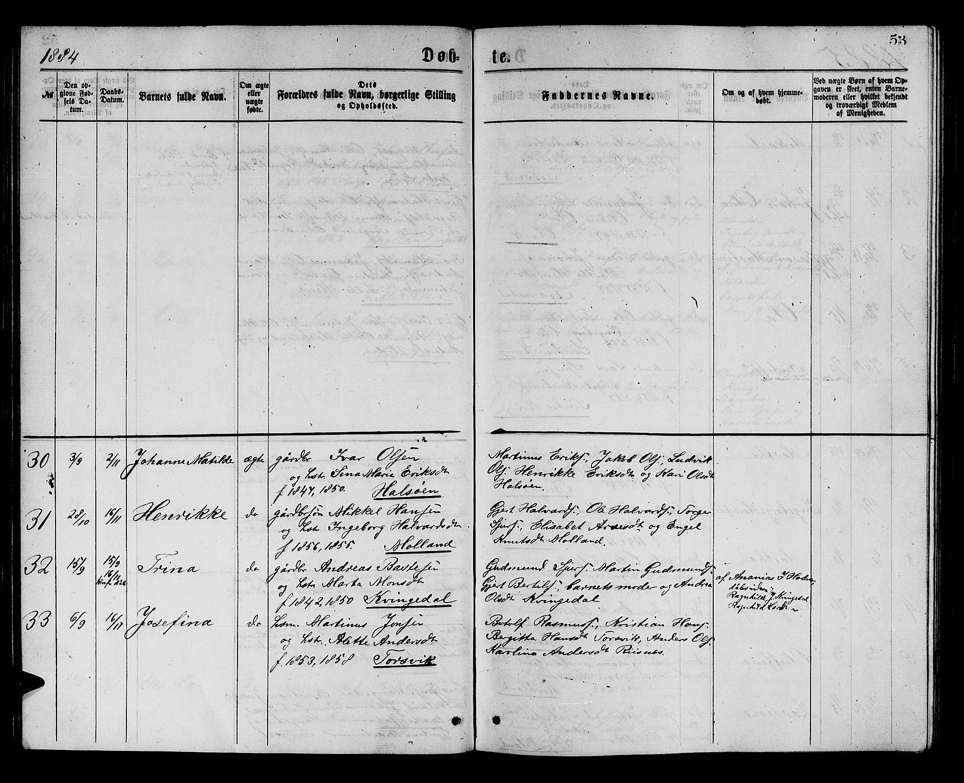 Masfjorden sokneprestembete, AV/SAB-A-77001: Klokkerbok nr. A 2, 1876-1891, s. 53