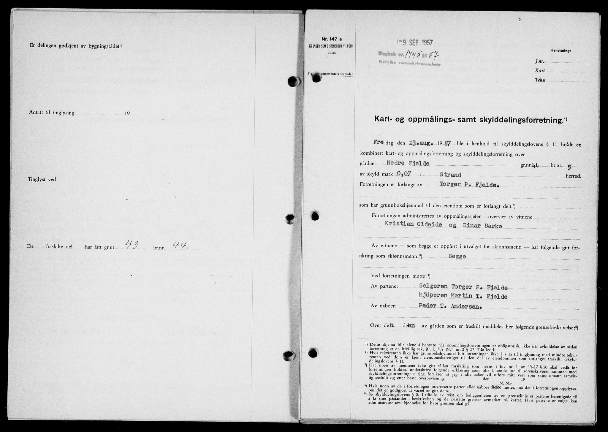 Ryfylke tingrett, SAST/A-100055/001/II/IIB/L0139: Pantebok nr. 118, 1957-1957, Dagboknr: 1745/1957
