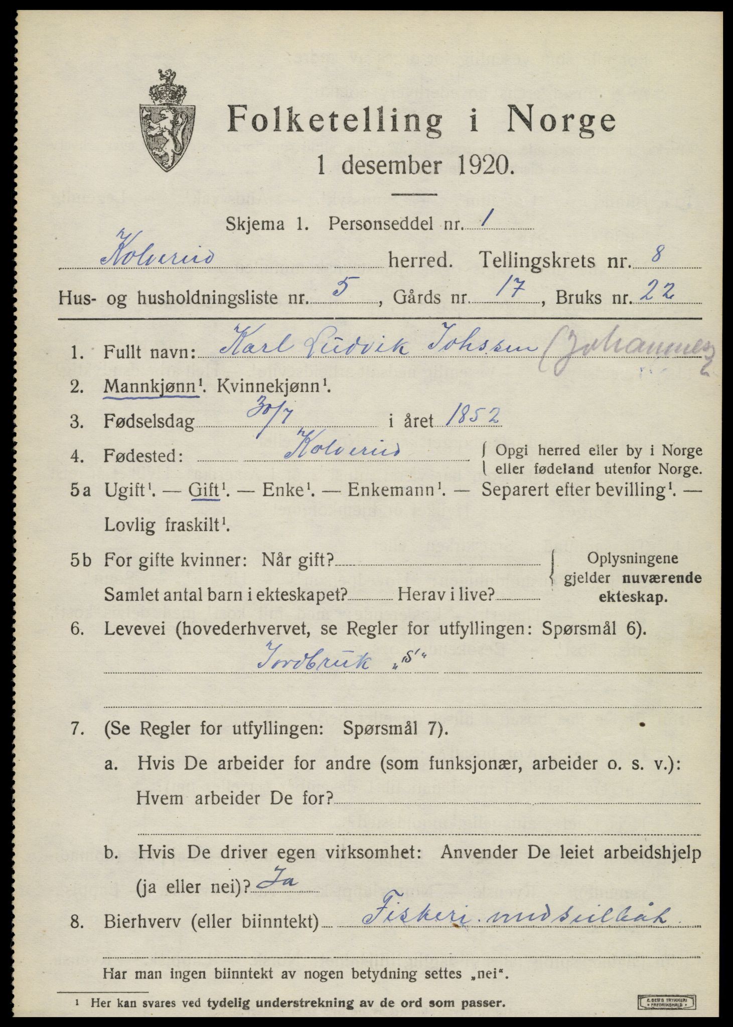 SAT, Folketelling 1920 for 1752 Kolvereid herred, 1920, s. 5131