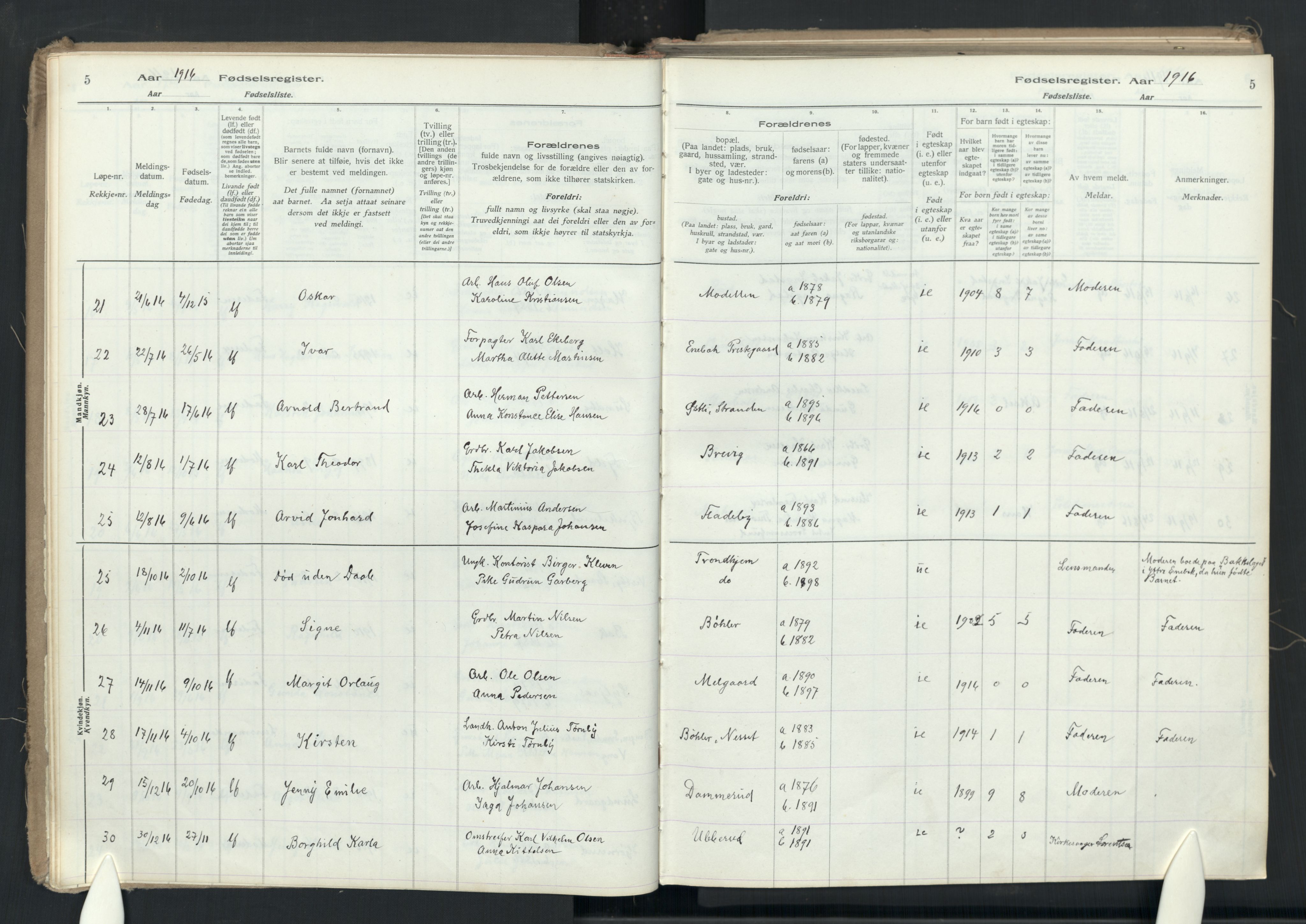 Enebakk prestekontor Kirkebøker, AV/SAO-A-10171c/J/Ja/L0001: Fødselsregister nr. I 1, 1916-1948, s. 5