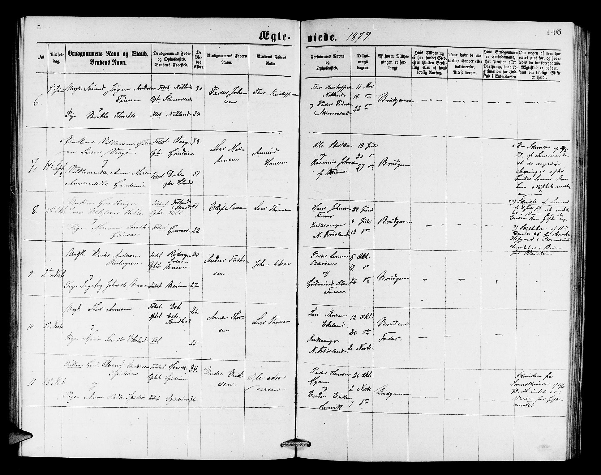 Finnås sokneprestembete, AV/SAB-A-99925/H/Ha/Hab/Haba/L0002: Klokkerbok nr. A 2, 1873-1882, s. 146