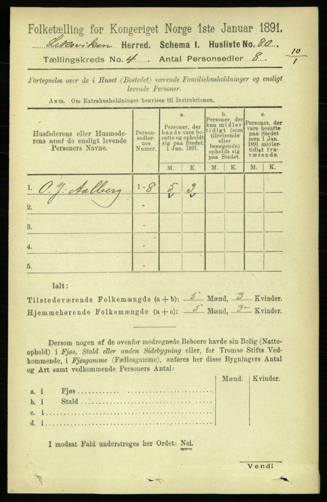 RA, Folketelling 1891 for 1718 Leksvik herred, 1891, s. 1906