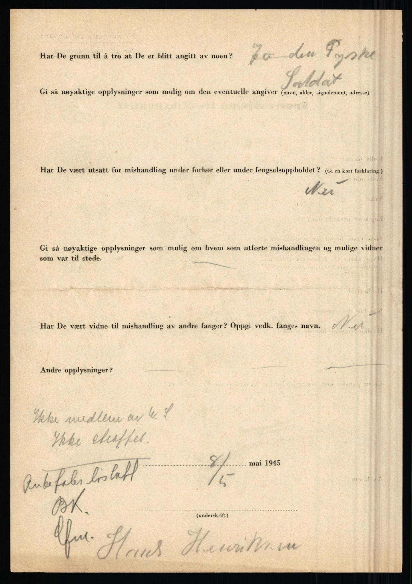 Rikspolitisjefen, AV/RA-S-1560/L/L0007: Heen, Erik C. - Iversen, Trygve, 1940-1945, s. 52