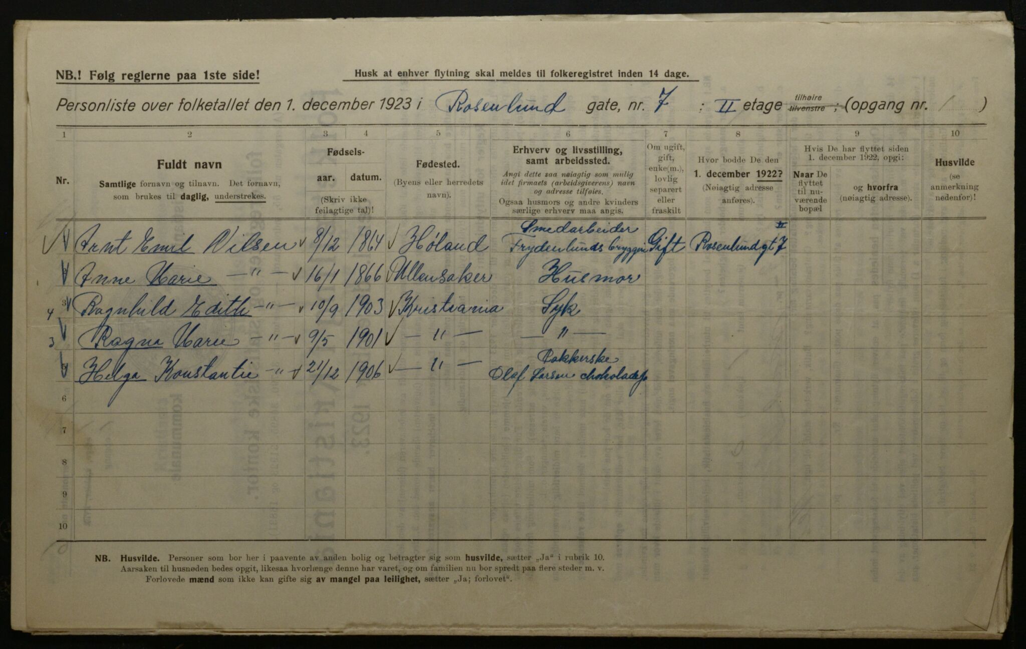 OBA, Kommunal folketelling 1.12.1923 for Kristiania, 1923, s. 92874